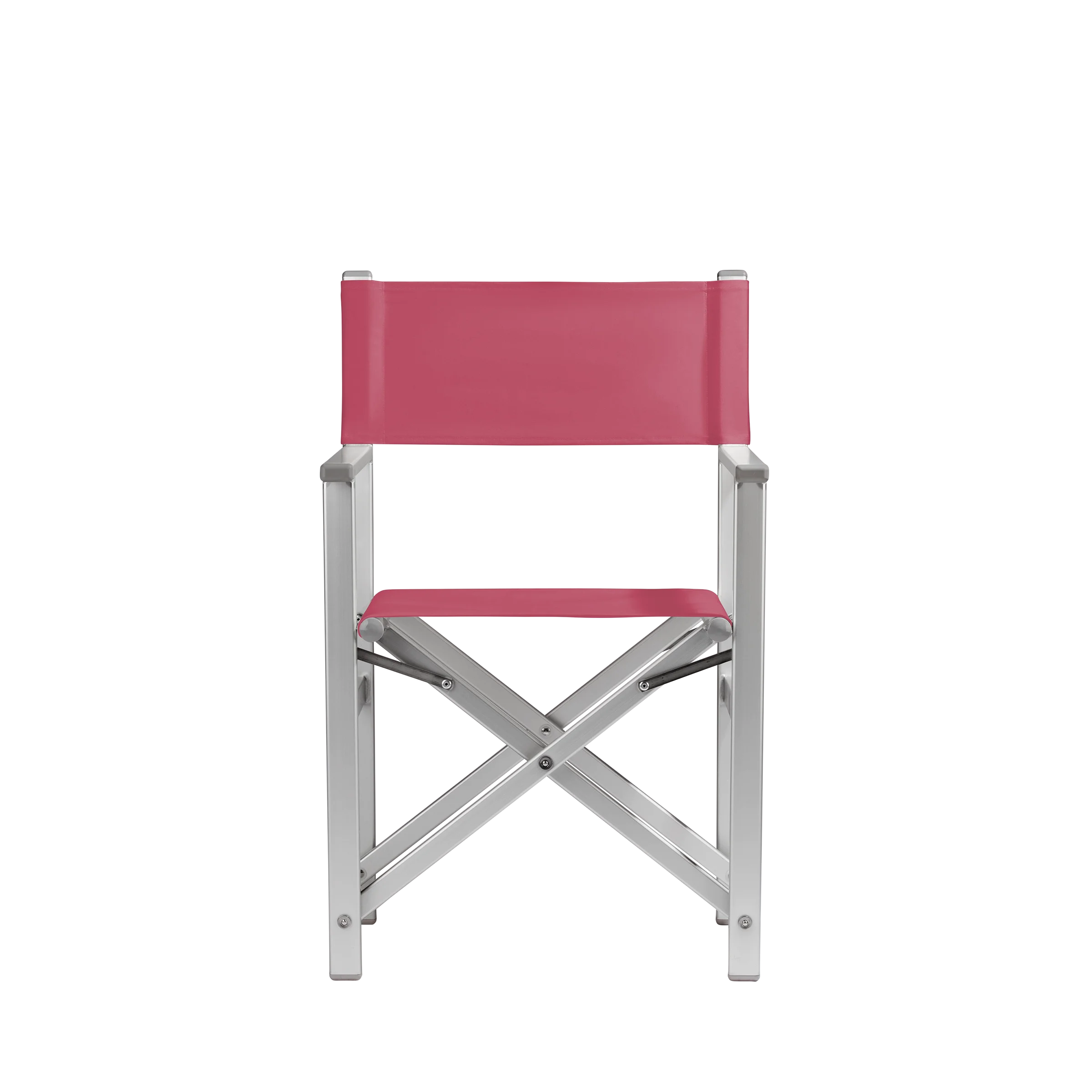 Regiestuhl Stanley aus silbernem Aluminium mit Bezug in fuchsia, Frontalansicht
#Alu | Set (Farbe)_fuchsia