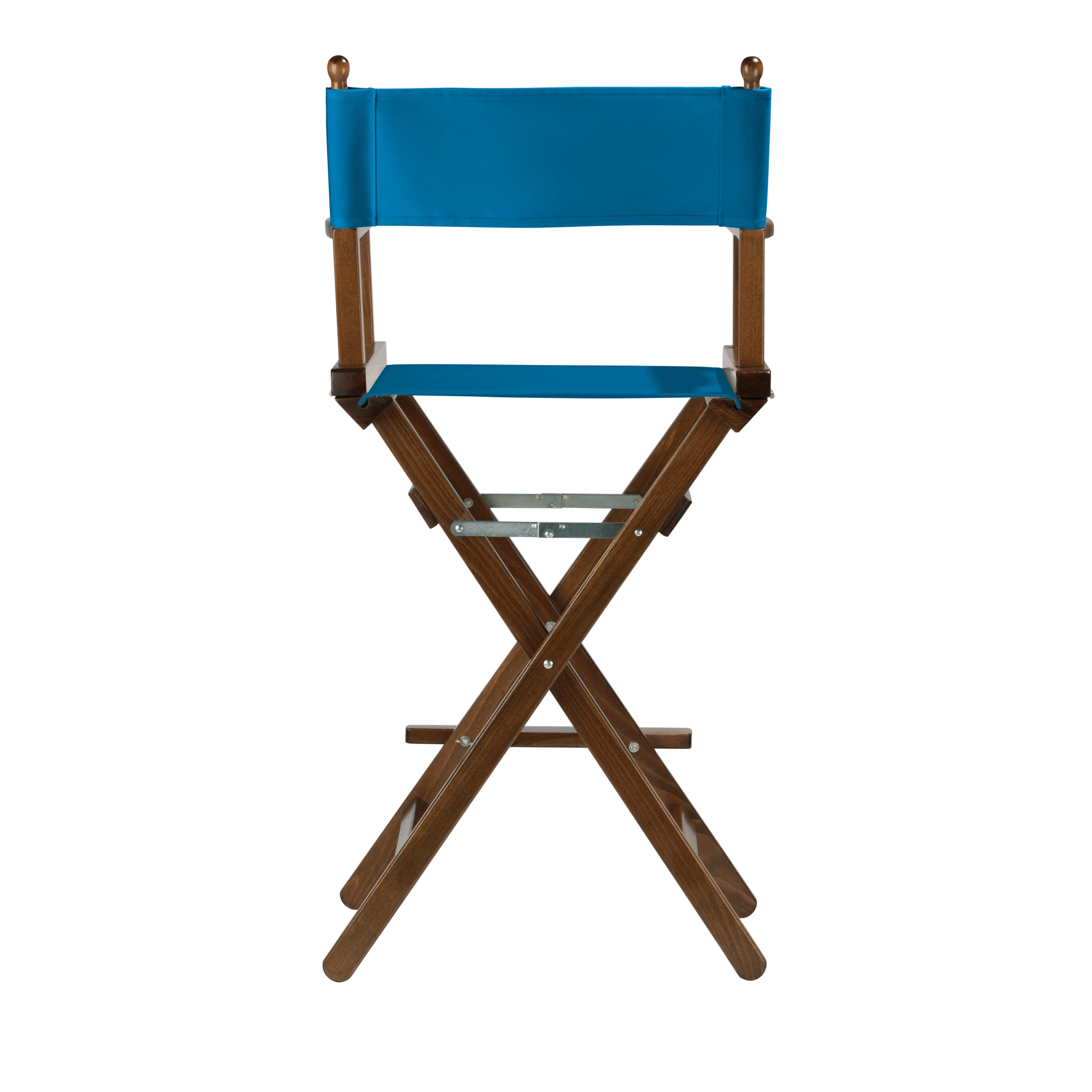 Regiestuhl Steven aus braunem Buchenholz mit blauem Bezug, Rückansicht
#Classic | Set (Farbe)_blau