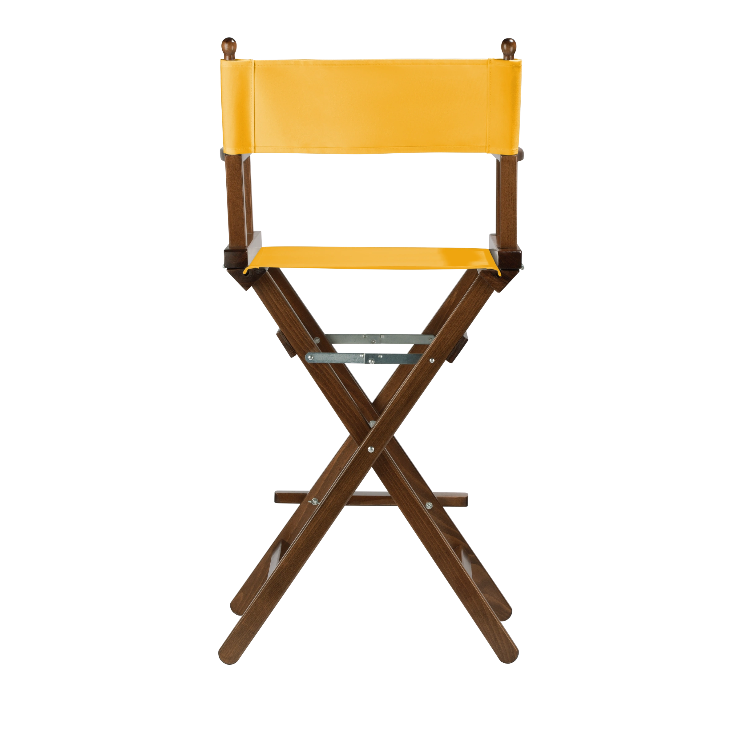 Regiestuhl Steven aus braunem Buchenholz mit gelbem Bezug, Rückansicht
#Classic | Set (Farbe)_gelb