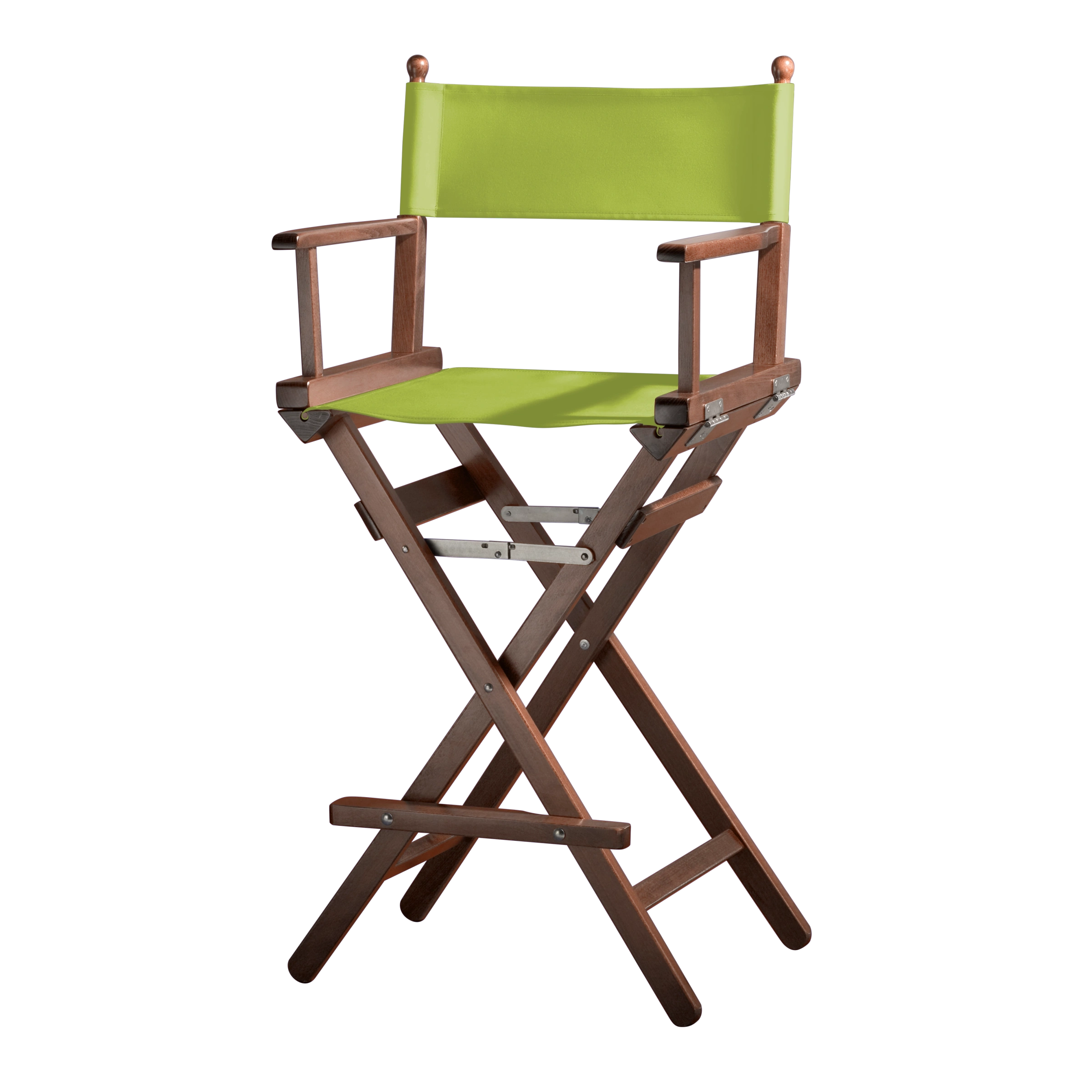 Regiestuhl Steven aus braunem Buchenholz mit hellgrünem Bezug, Seitenansicht
#Classic | Set (Farbe)_hellgrün