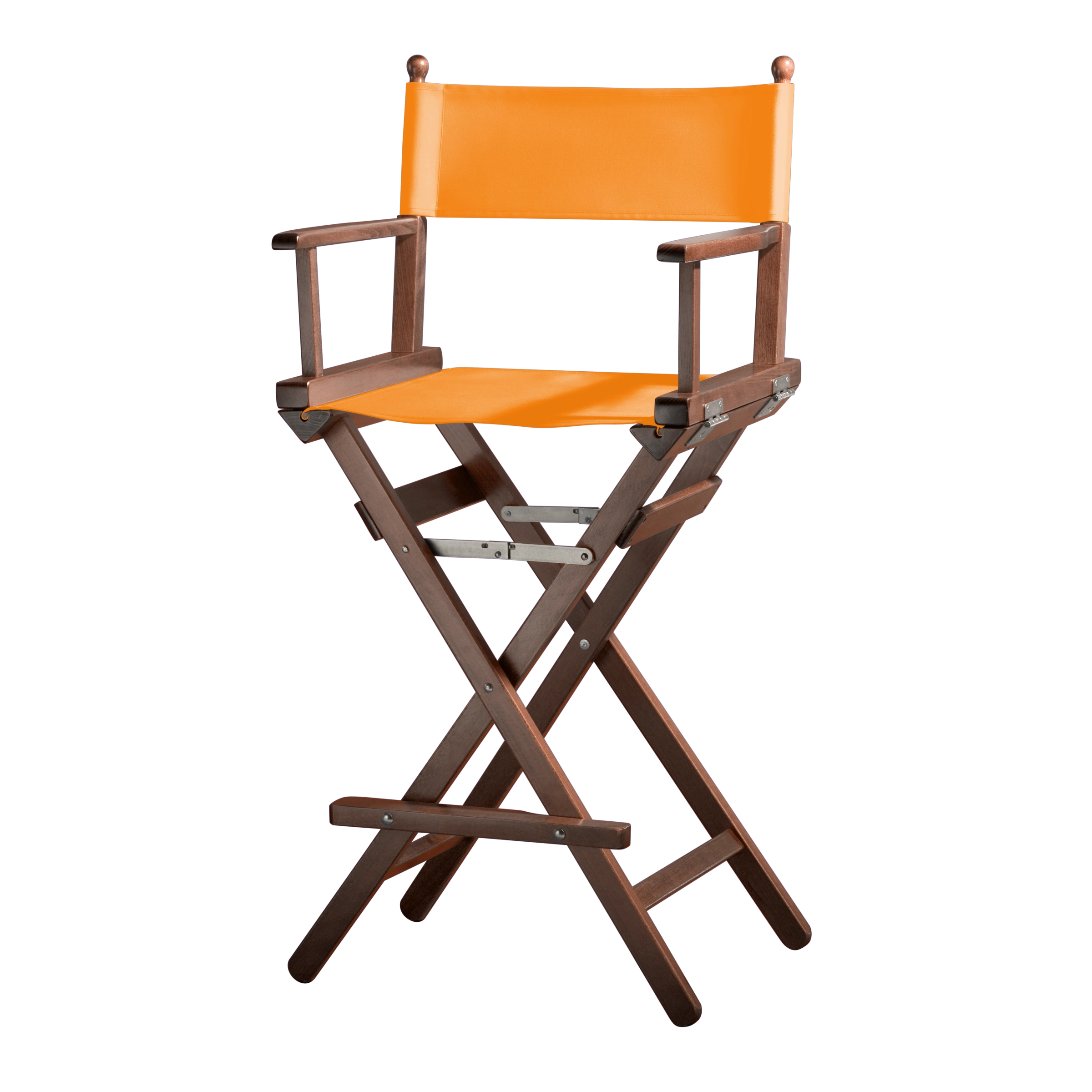 Regiestuhl Steven aus braunem Buchenholz mit Bezug in mandarine, Seitenansicht
#Classic | Set (Farbe)_mandarine