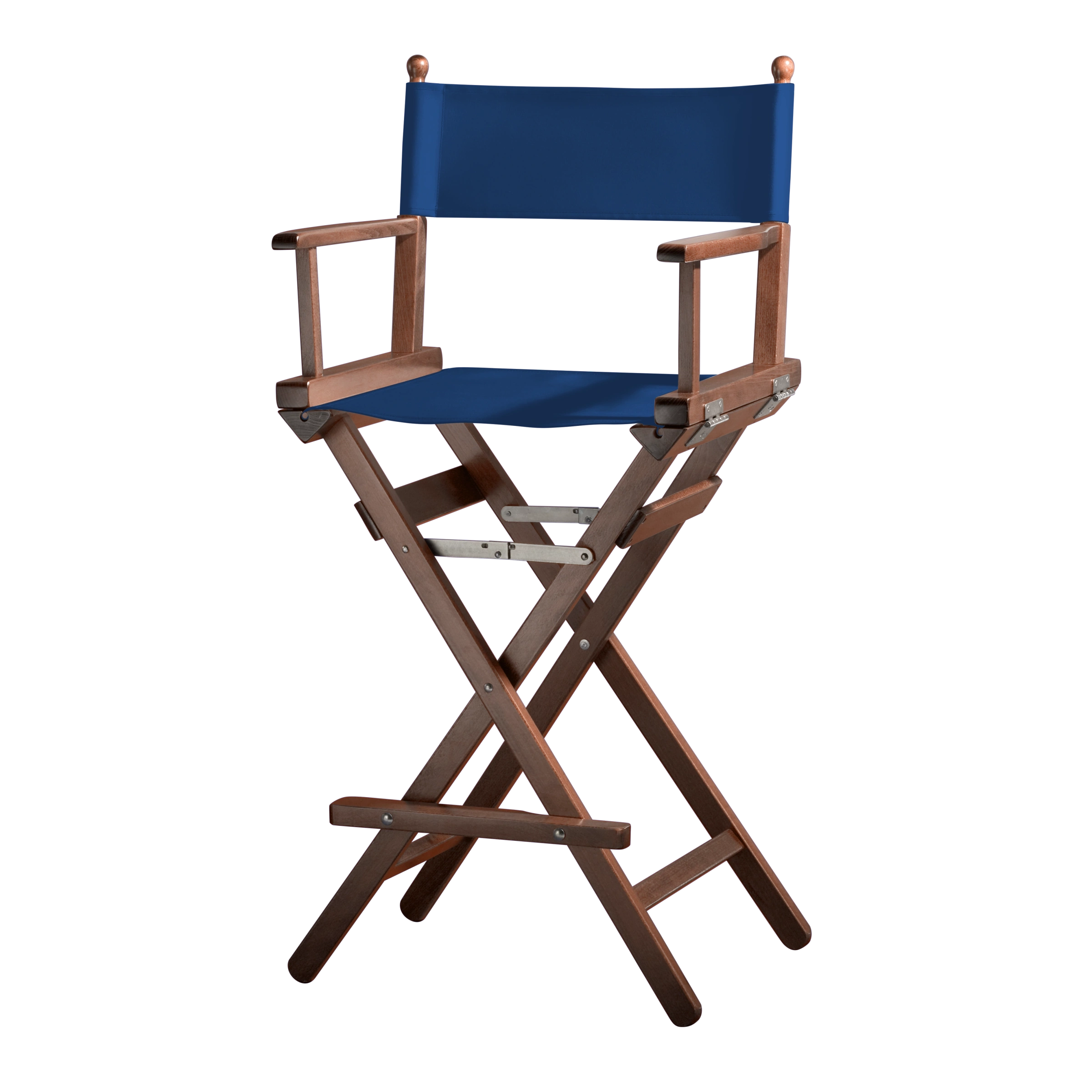 Regiestuhl Steven aus braunem Buchenholz mit Bezug in marine, Seitenansicht
#Classic | Set (Farbe)_marine