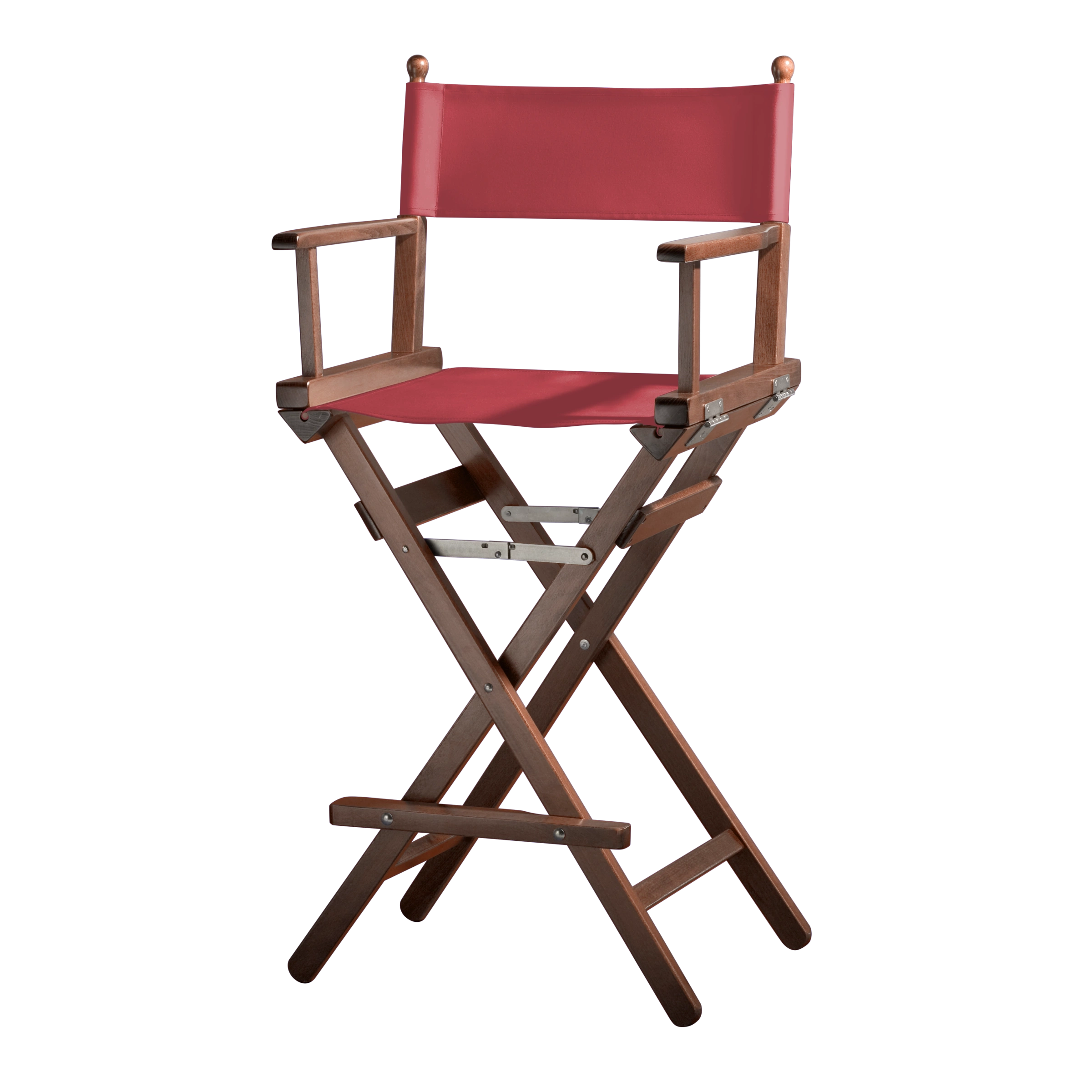 Regiestuhl Steven aus braunem Buchenholz mit rotem Bezug, Seitenansicht
#Classic | Set (Farbe)_rot