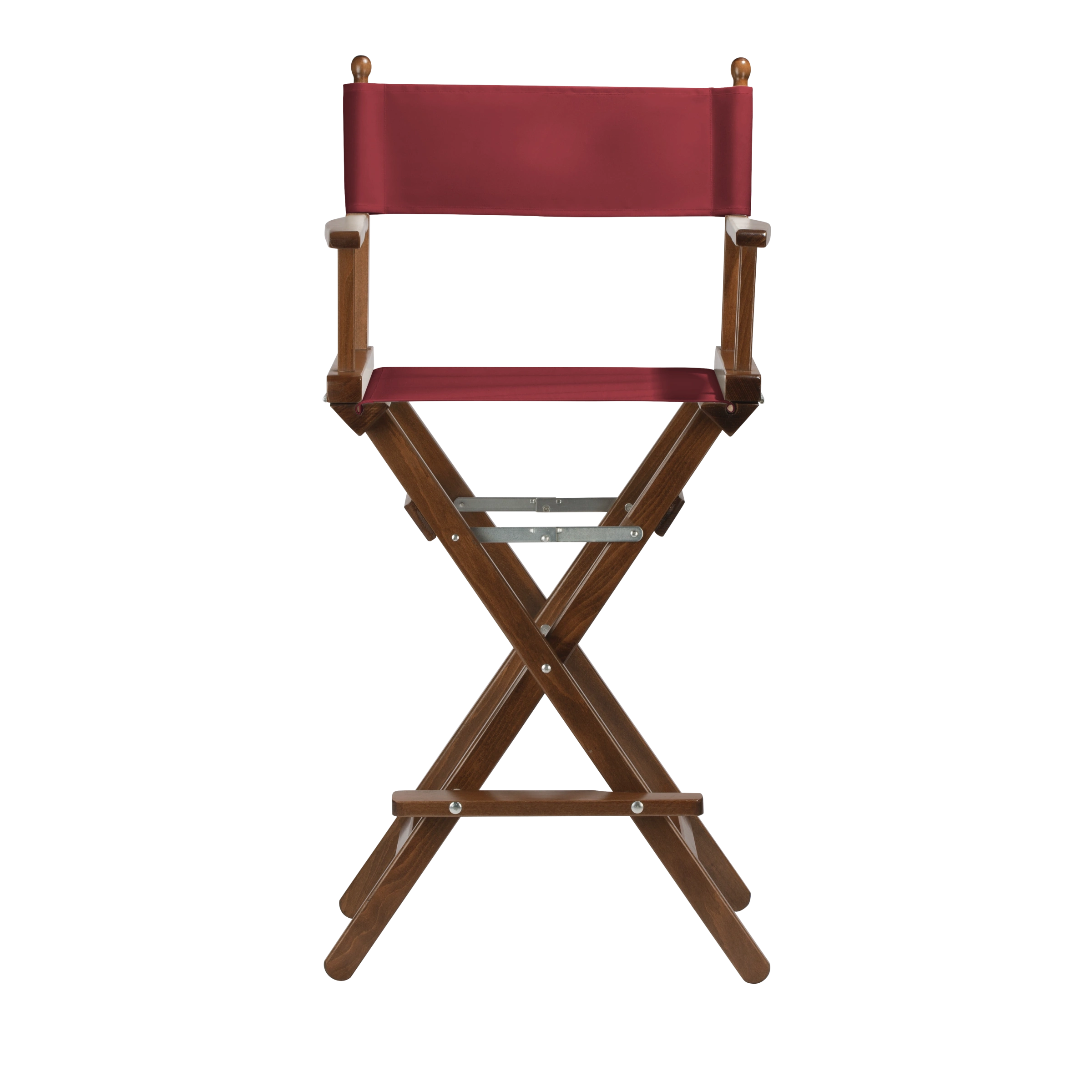 Regiestuhl Steven aus braunem Buchenholz mit Bezug in bordeaux, Frontalansicht
#Classic | Set (Farbe)_bordeaux