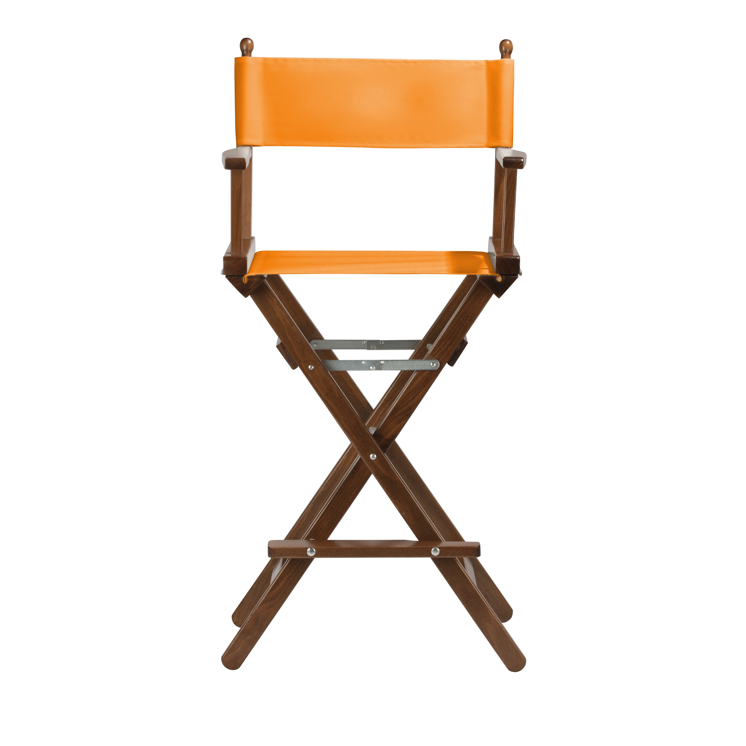 Regiestuhl Steven aus braunem Buchenholz mit Bezug in mandarine, Frontalansicht
#Classic | Set (Farbe)_mandarine