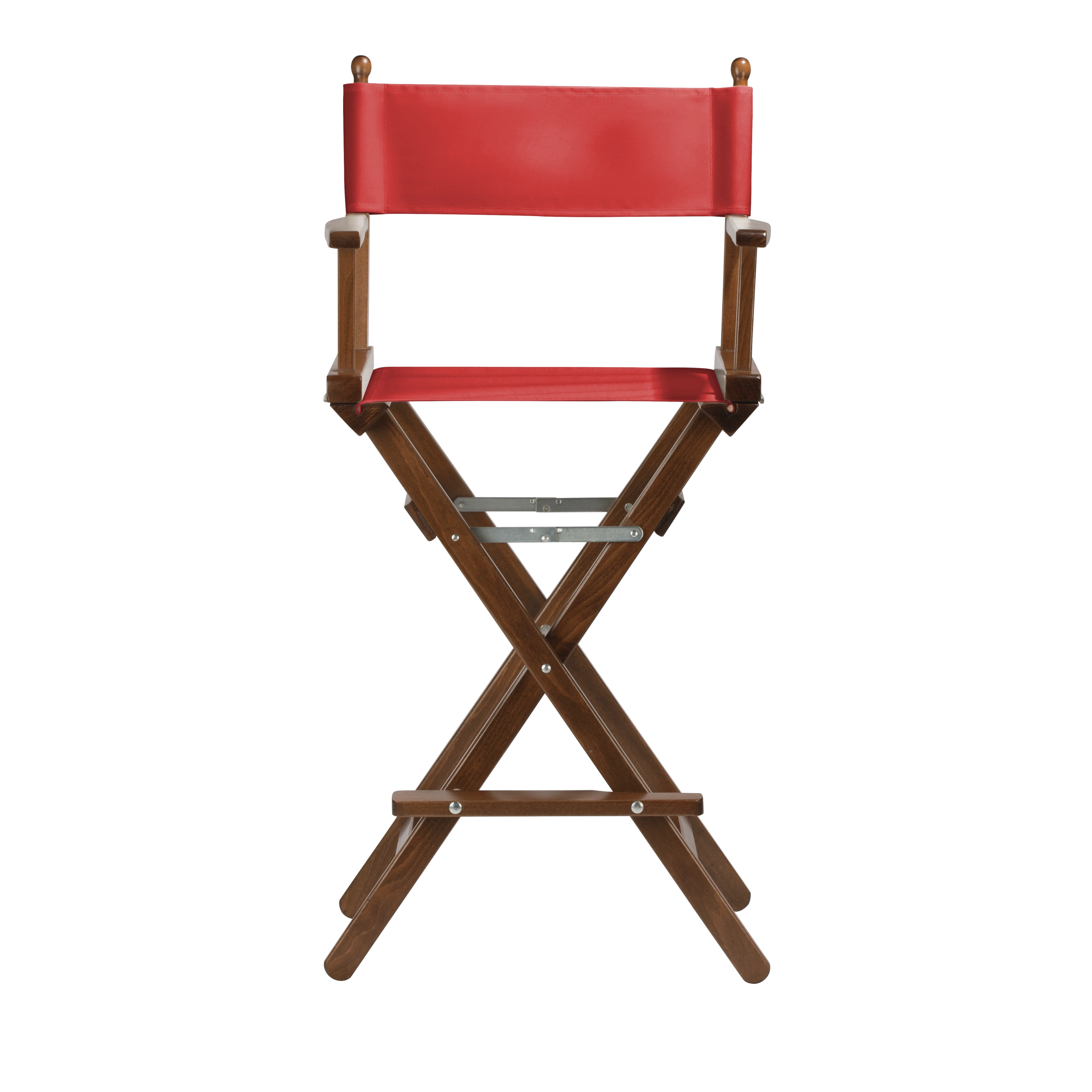 Regiestuhl Steven aus braunem Buchenholz mit Bezug in rivarot, Frontalansicht
#Classic | Set (Farbe)_rivarot