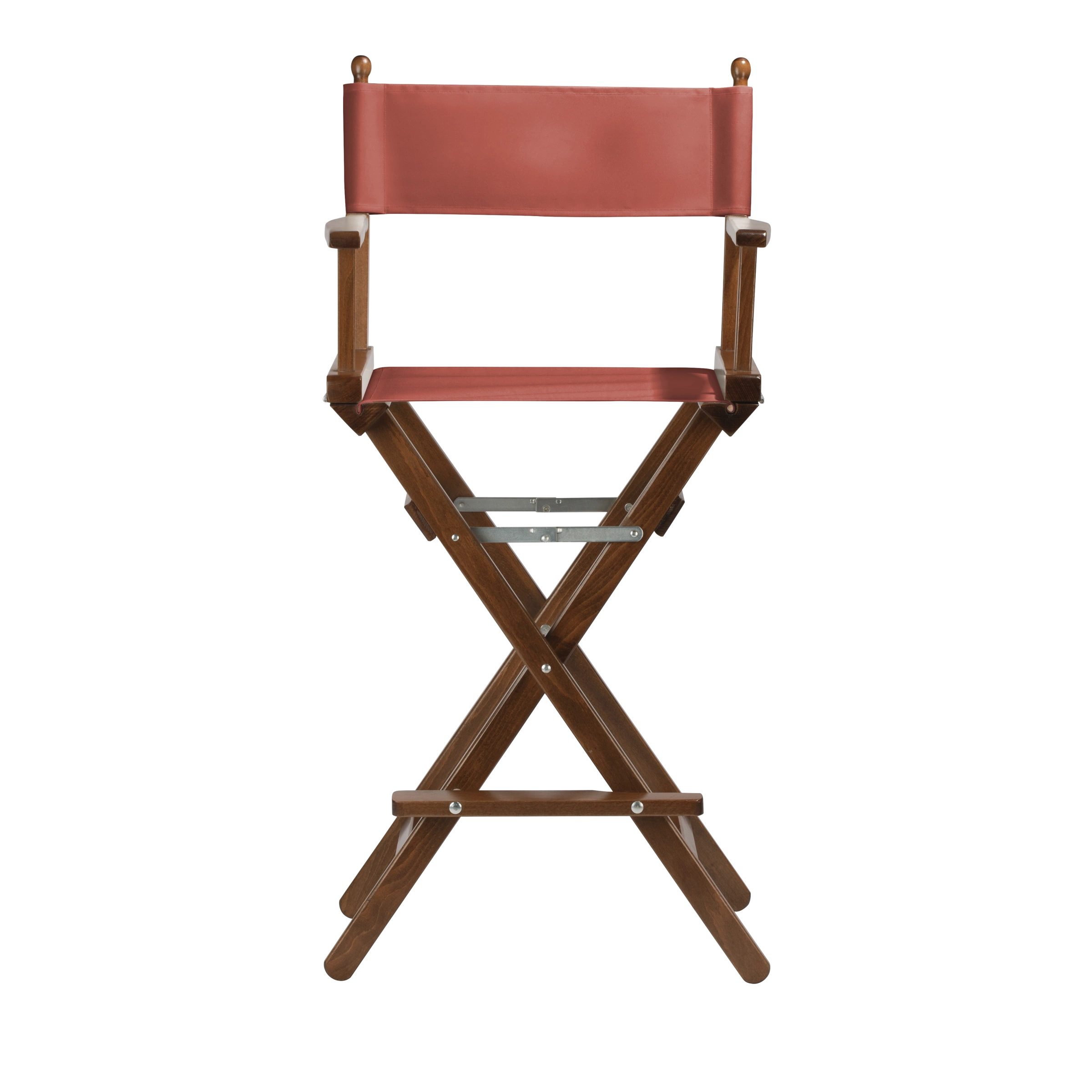 Regiestuhl Steven aus braunem Buchenholz mit Bezug in terracotta, Frontalansicht
#Classic | Set (Farbe)_terracotta