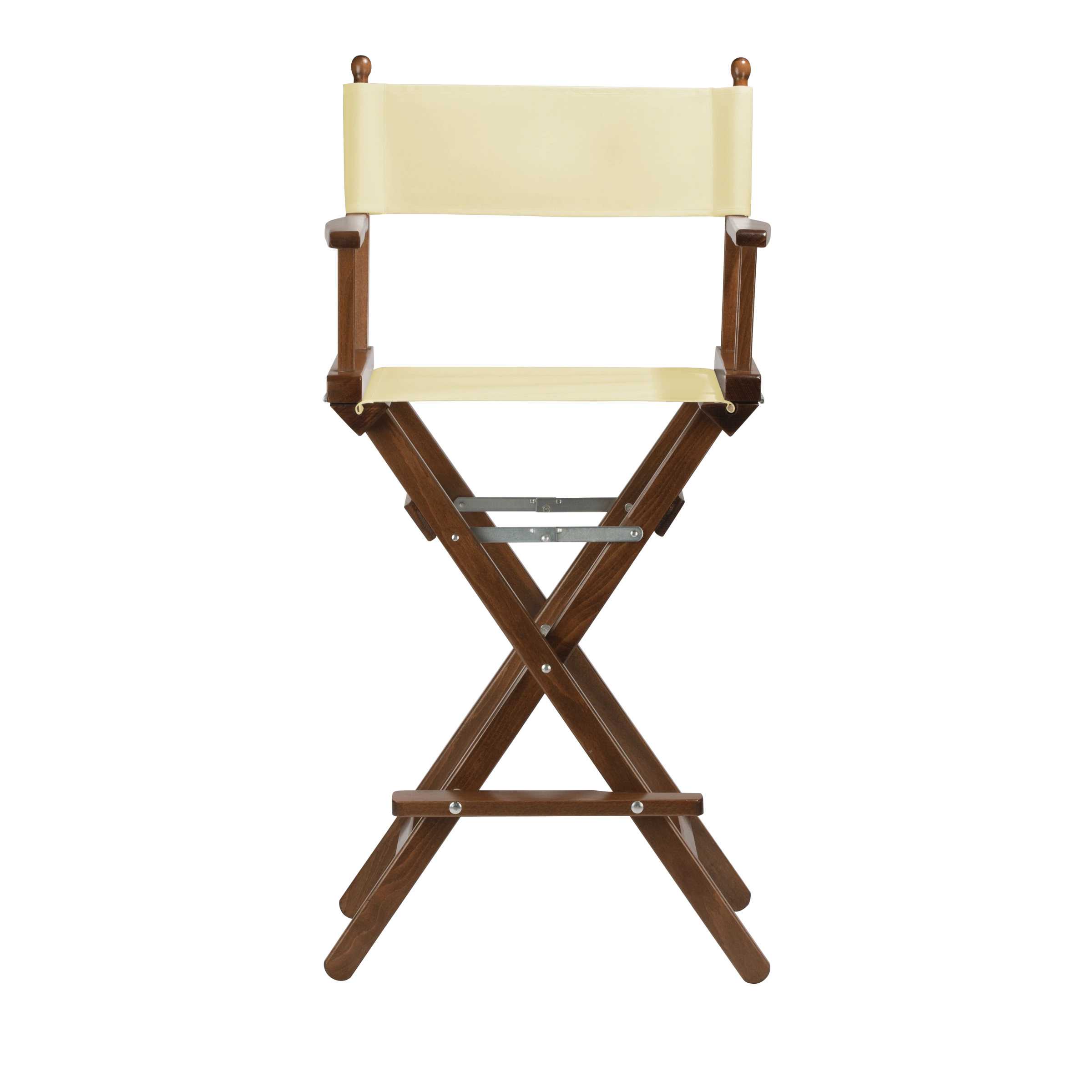 Regiestuhl Steven aus braunem Buchenholz mit Bezug in vanille, Frontalansicht
#Classic | Set (Farbe)_vanille