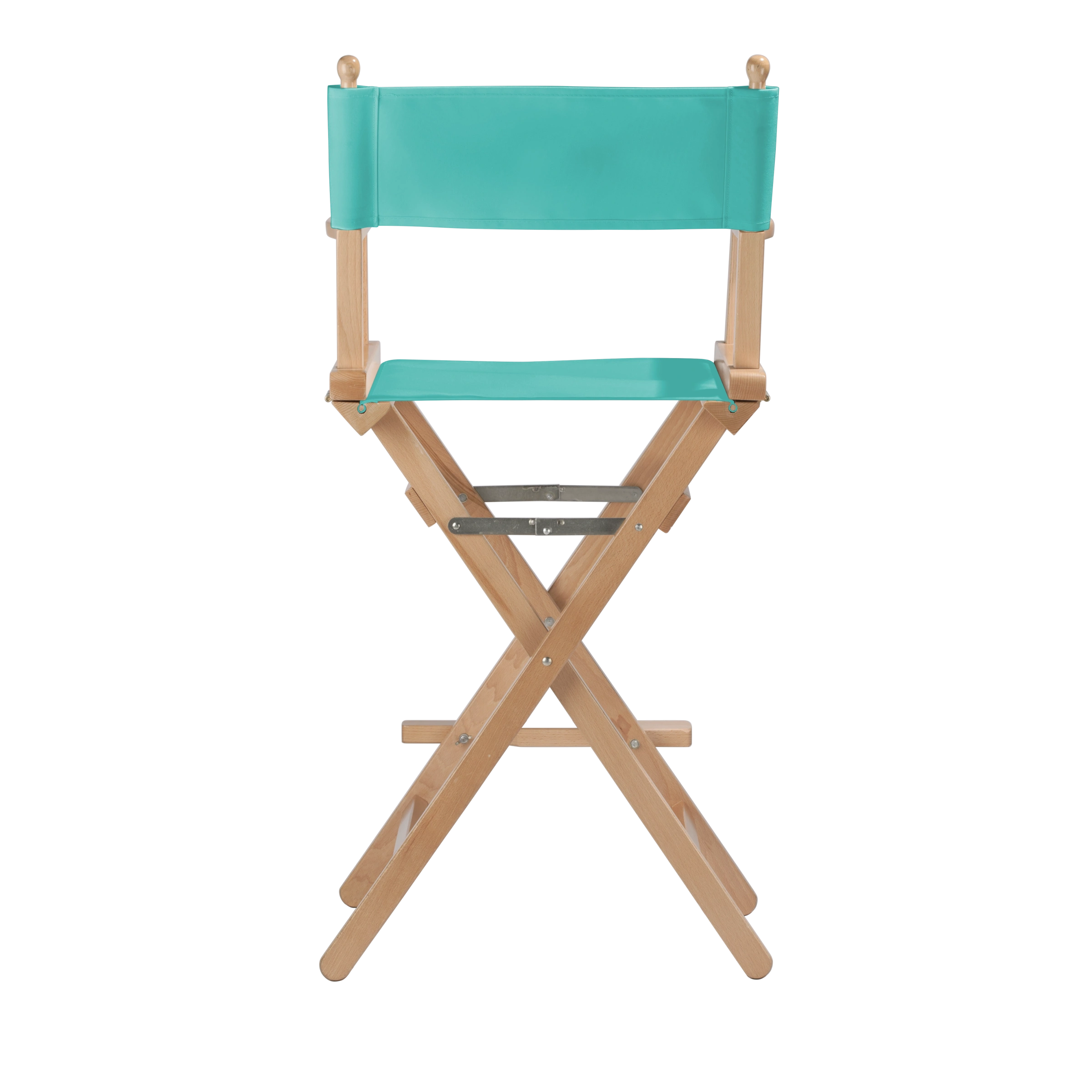Regiestuhl Steven aus naturfarbenem Buchenholz mit türkisem Bezug, Rückansicht
#Classic | Set (Farbe)_türkis