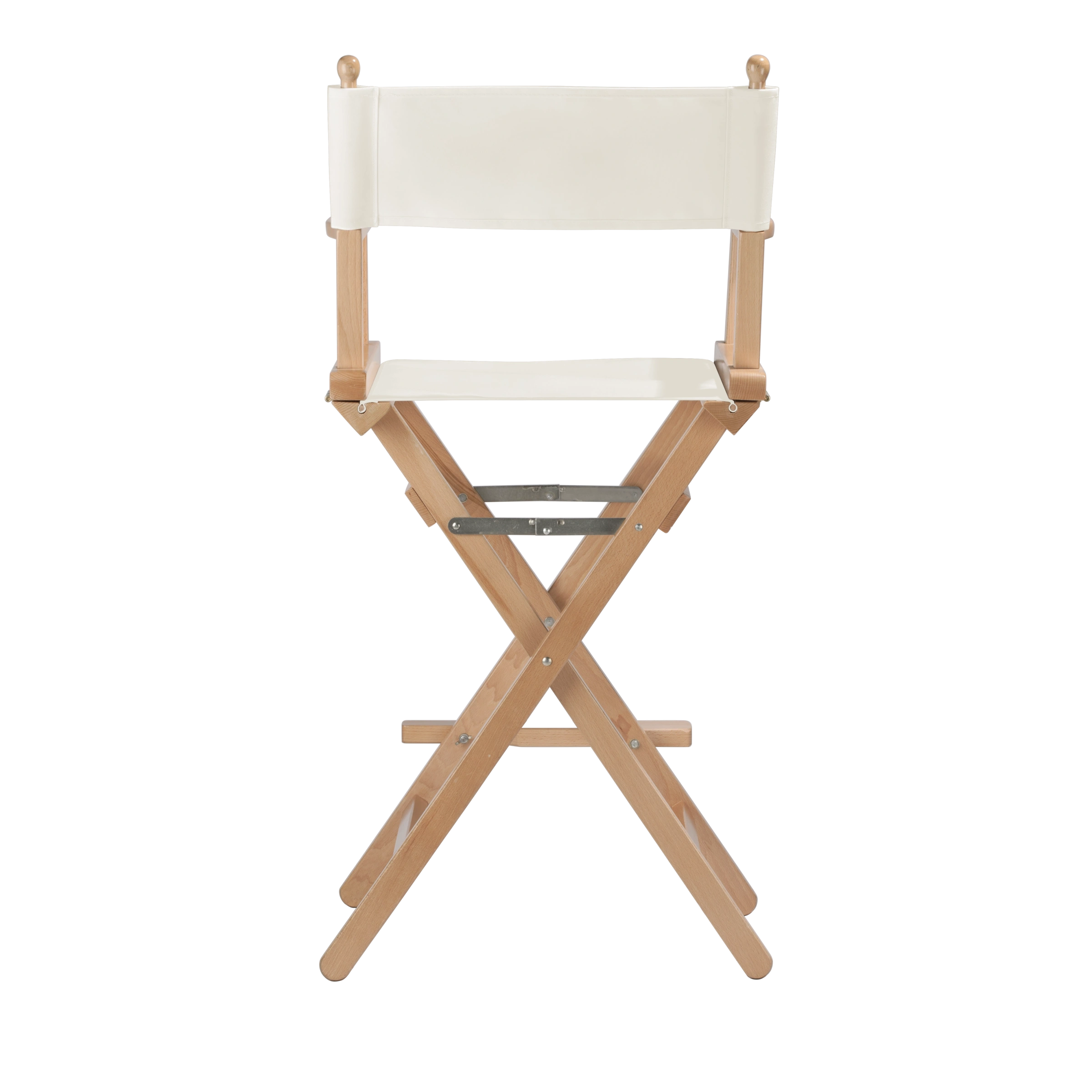 Regiestuhl Steven aus naturfarbenem Buchenholz mit weißem Bezug, Rückansicht
#Classic | Set (Farbe)_weiß