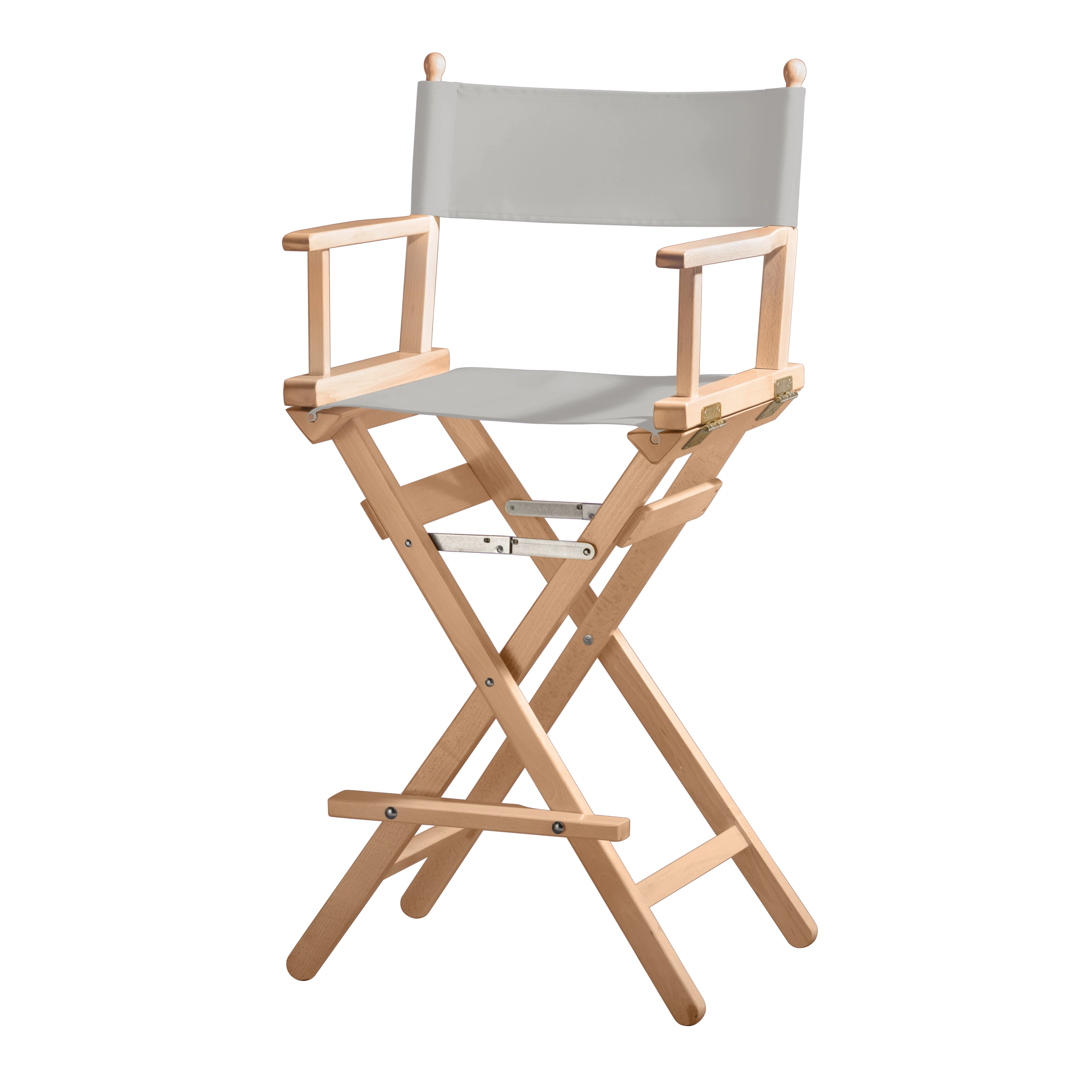 Regiestuhl Steven aus naturfarbenem Buchenholz mit hellgrauem Bezug, Seitenansicht
#Classic | Set (Farbe)_hellgrau
