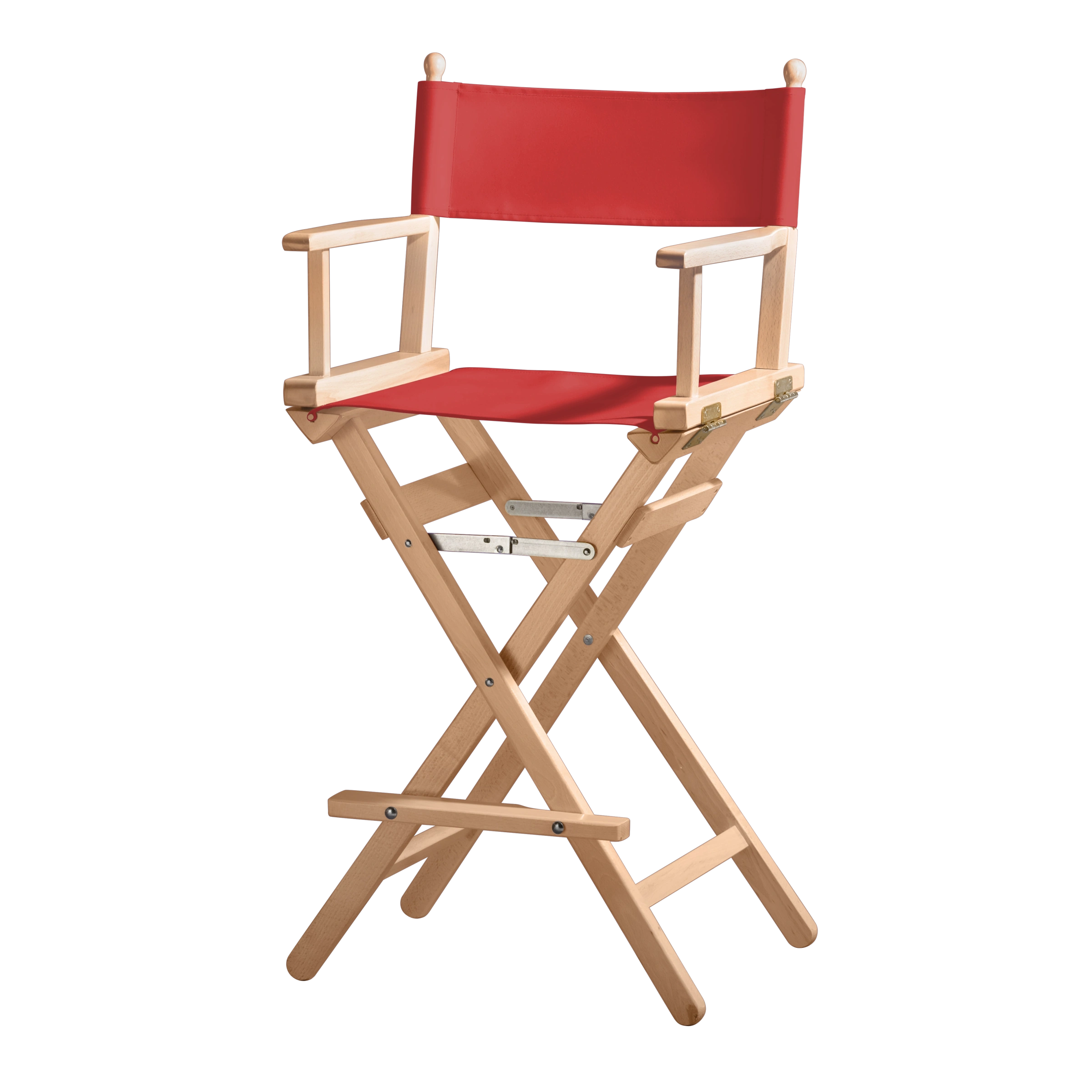 Regiestuhl Steven aus naturfarbenem Buchenholz mit Bezug in rivarot, Seitenansicht
#Classic | Set (Farbe)_rivarot