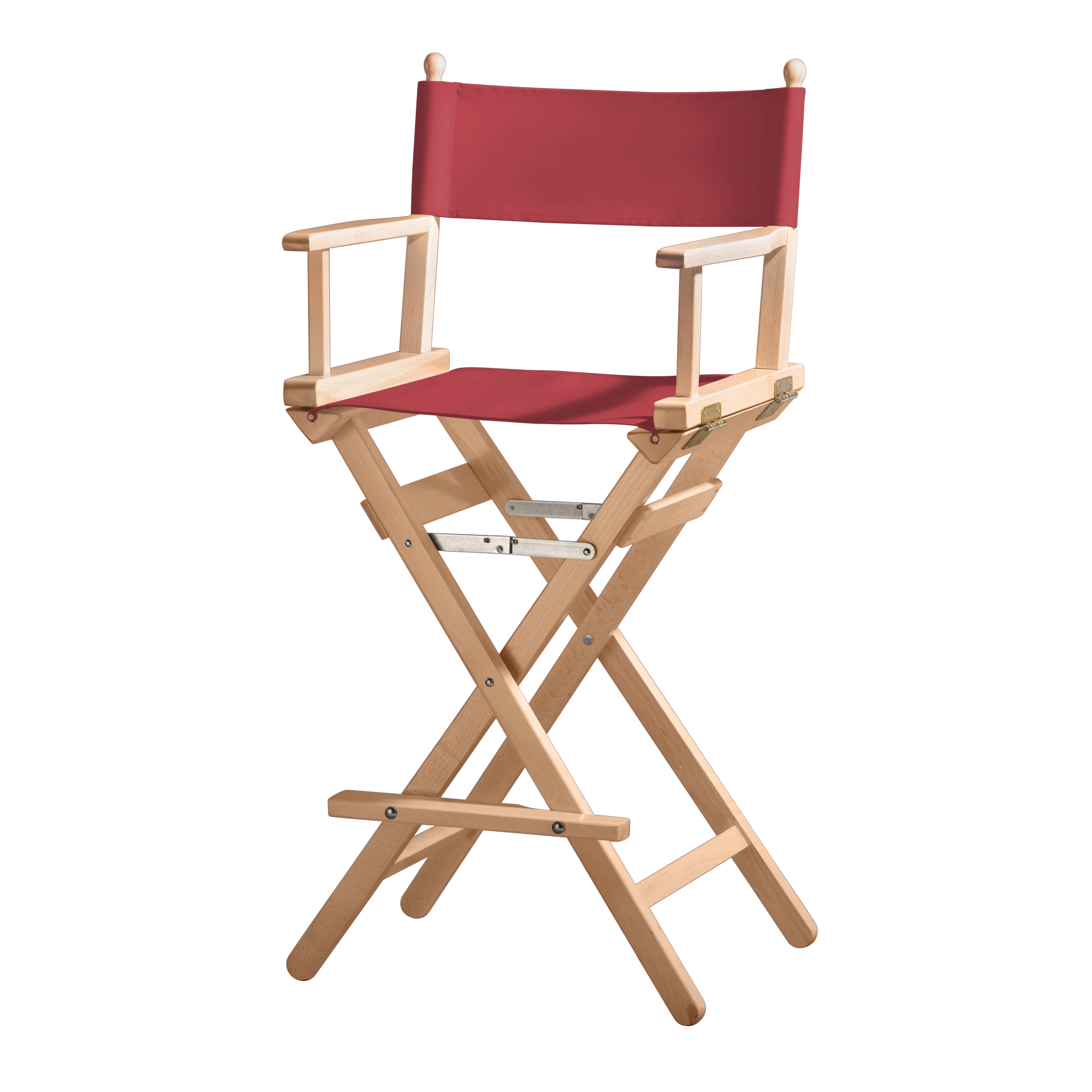 Regiestuhl Steven aus naturfarbenem Buchenholz mit rotem Bezug, Seitenansicht
#Classic | Set (Farbe)_rot