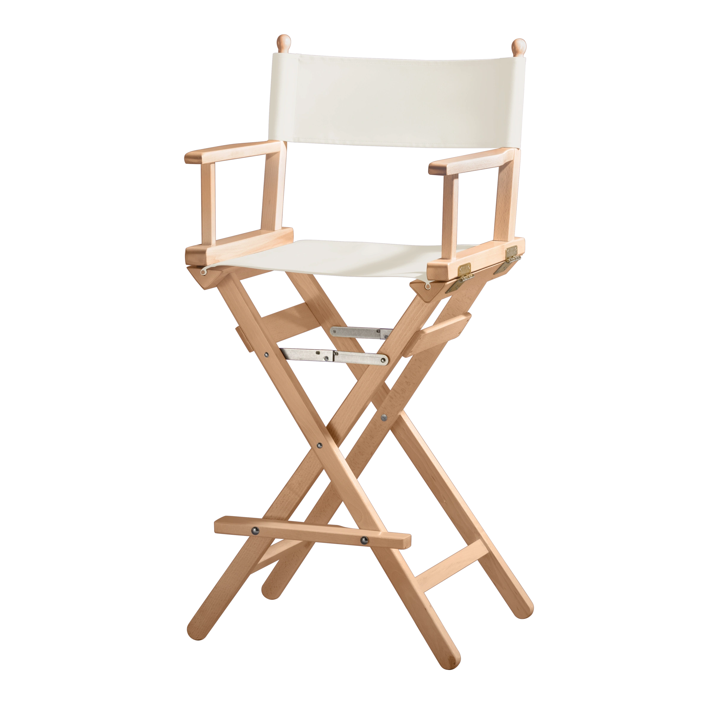 Regiestuhl Steven aus naturfarbenem Buchenholz mit weißem Bezug, Seitenansicht
#Classic | Set (Farbe)_weiß