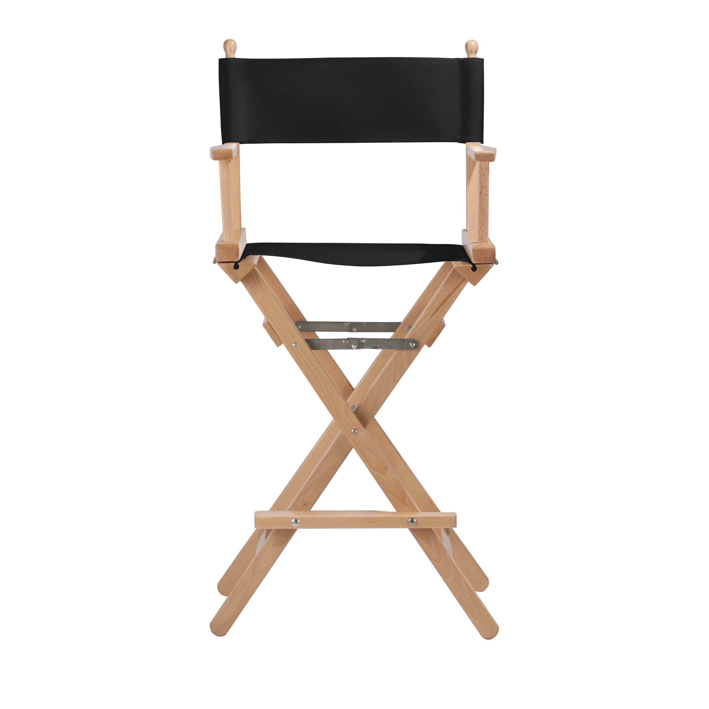 Regiestuhl Steven aus naturfarbenem Buchenholz mit schwarzem Bezug, Frontalansicht
#Classic | Set (Farbe)_schwarz