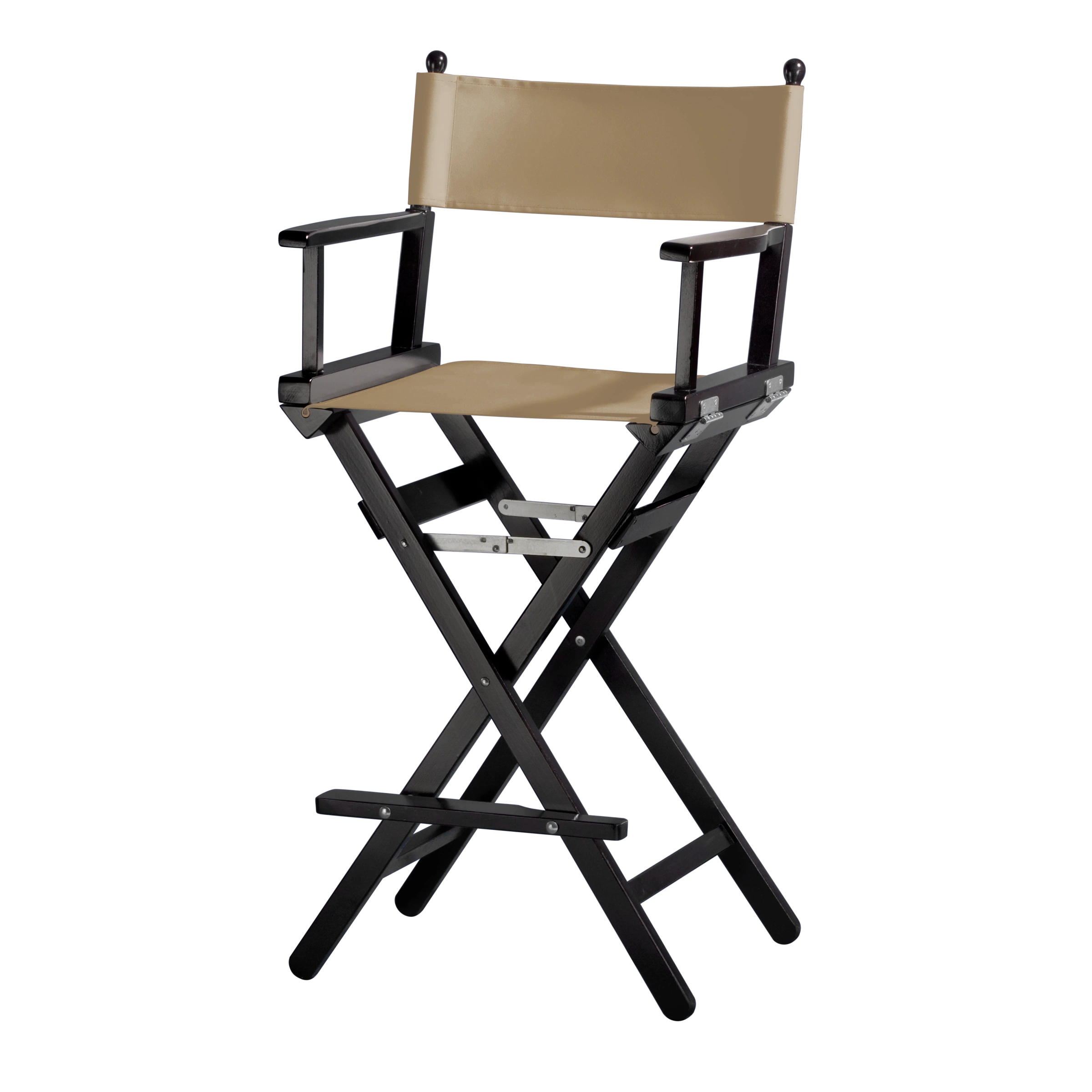 Regiestuhl Steven aus schwarzem Buchenholz mit grau-beigem Bezug, Seitenansicht
#Classic | Set (Farbe)_grau-beige