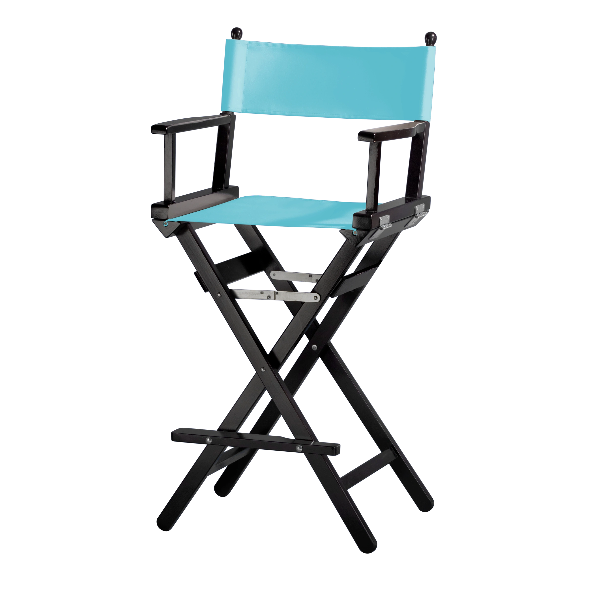 Regiestuhl Steven aus schwarzem Buchenholz mit hellblauem Bezug, Seitenansicht
#Classic | Set (Farbe)_hellblau