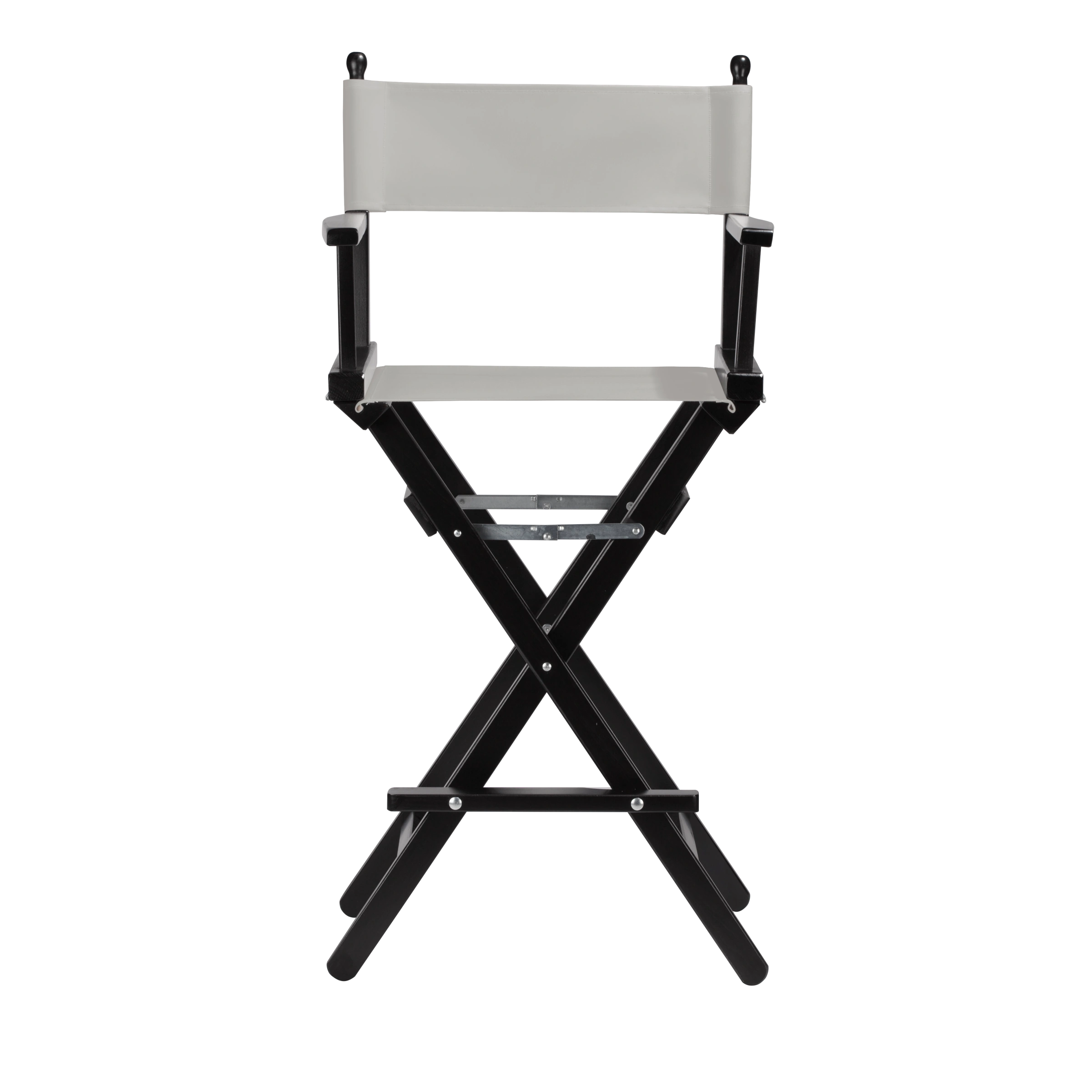 Regiestuhl Steven aus schwarzem Buchenholz mit hellgrauem Bezug, Frontalansicht
#Classic | Set (Farbe)_hellgrau