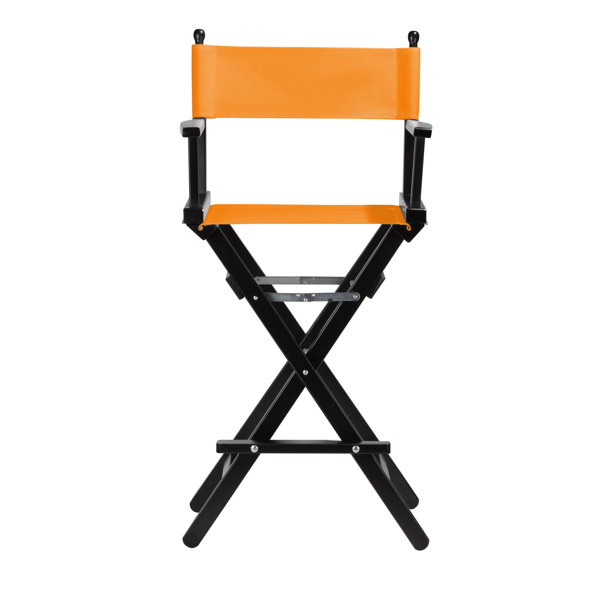 Regiestuhl Steven aus schwarzem Buchenholz mit Bezug in mandarine, Frontalansicht
#Classic | Set (Farbe)_mandarine