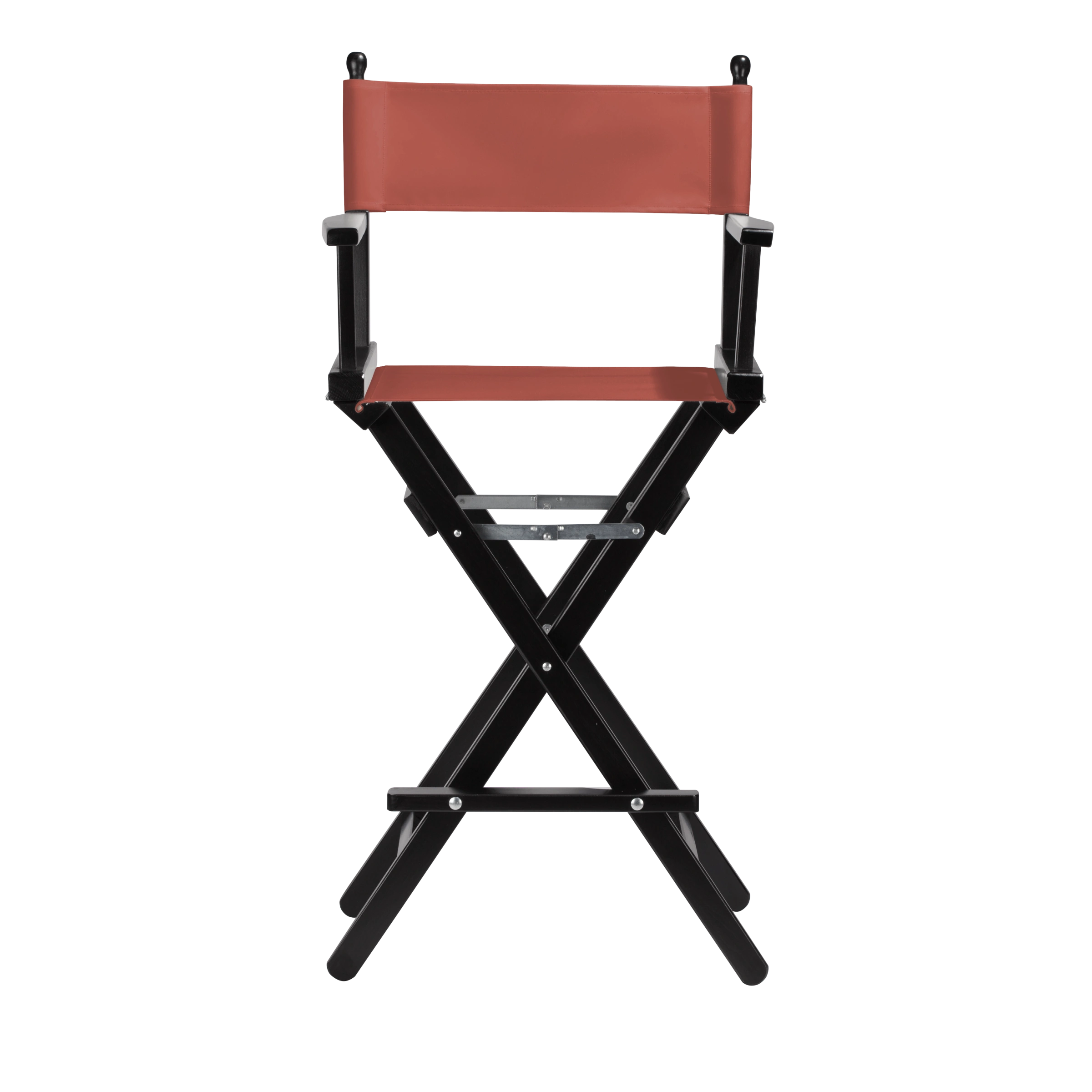 Regiestuhl Steven aus schwarzem Buchenholz mit Bezug in terracotta, Frontalansicht
#Classic | Set (Farbe)_terracotta