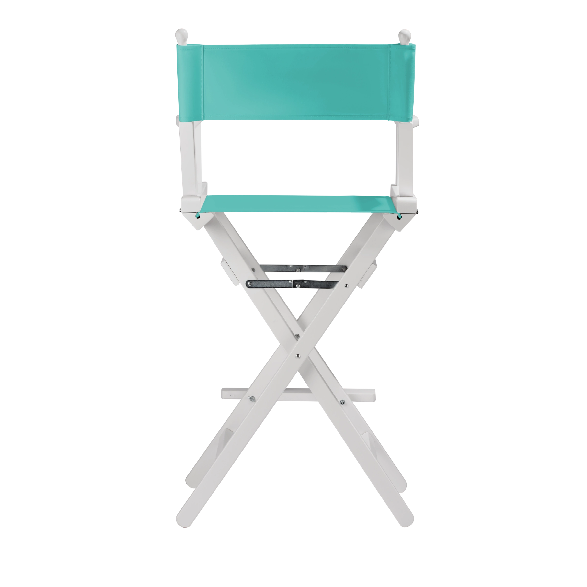 Regiestuhl Steven aus weißem Buchenholz mit türkisem Bezug, Rückansicht
#Classic | Set (Farbe)_türkis