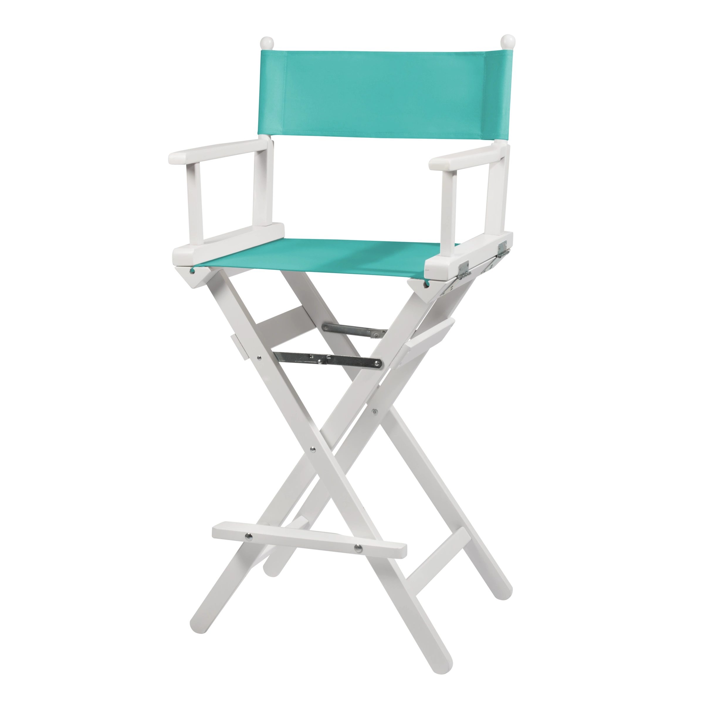 Regiestuhl Steven aus weißem Buchenholz mit türkisem Bezug, Seitenansicht
#Classic | Set (Farbe)_türkis