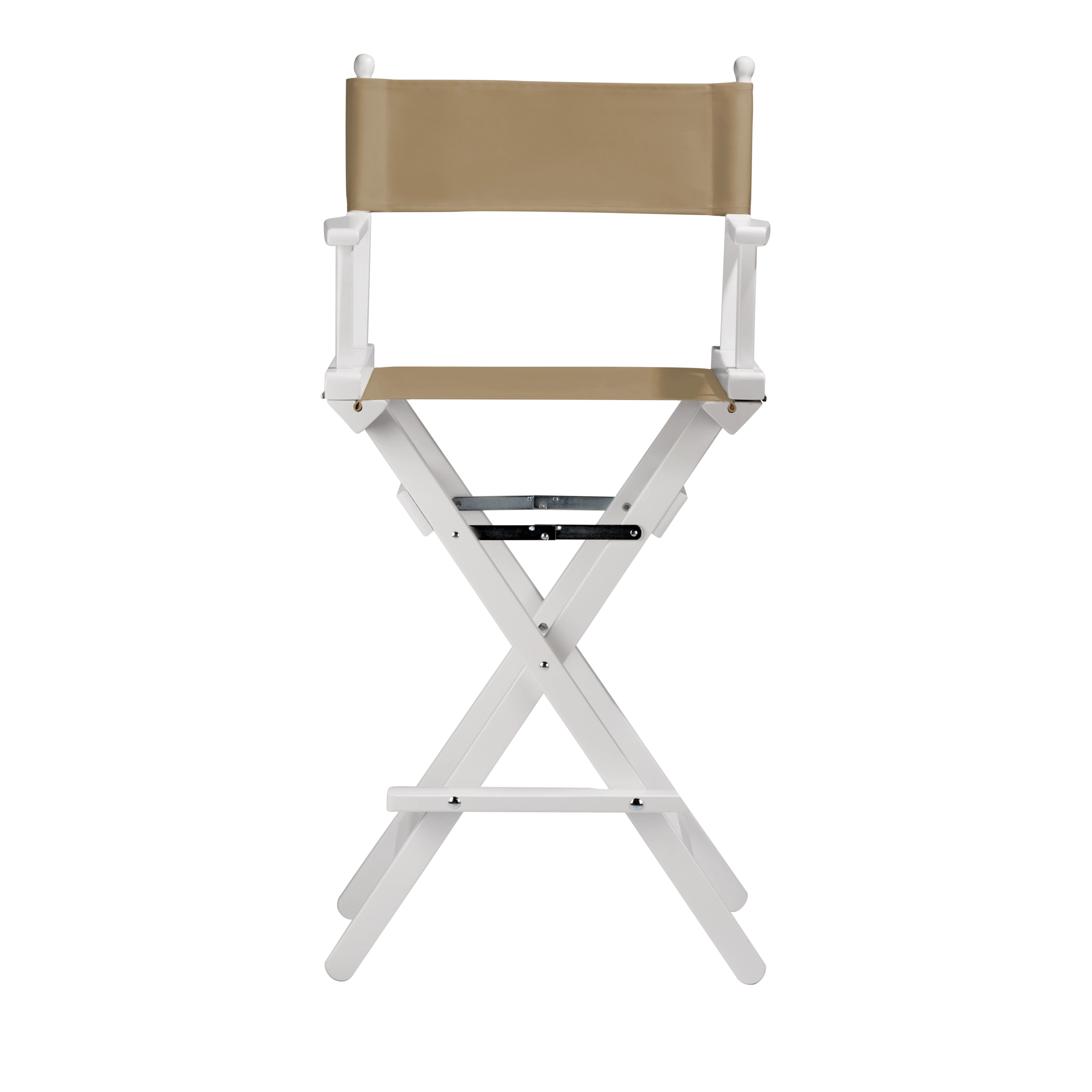 Regiestuhl Steven aus weißem Buchenholz mit Bezug in grau-beige, Frontalansicht
#Classic | Set (Farbe)_grau-beige