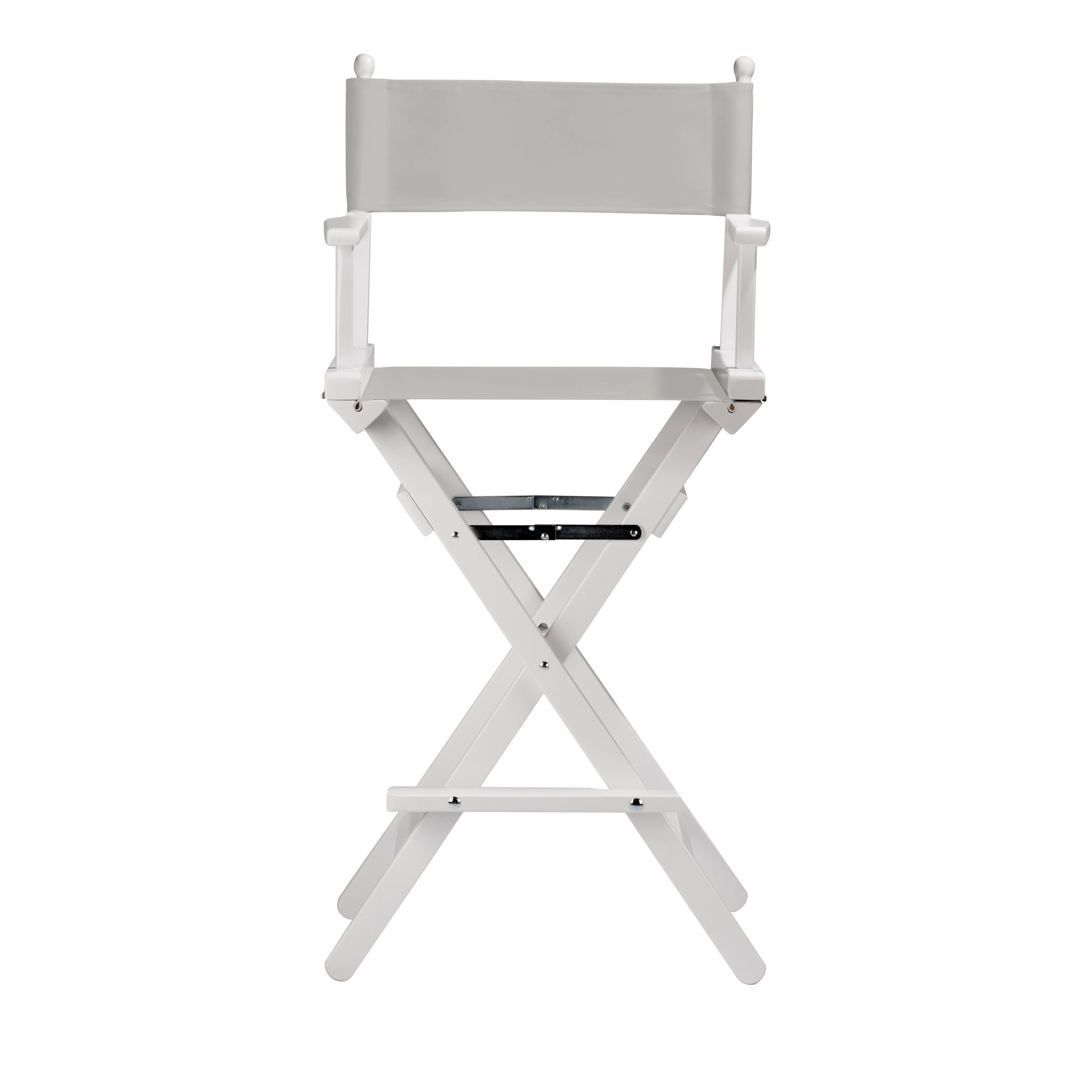 Regiestuhl Steven aus weißem Buchenholz mit hellgrauem Bezug, Frontalansicht
#Classic | Set (Farbe)_hellgrau