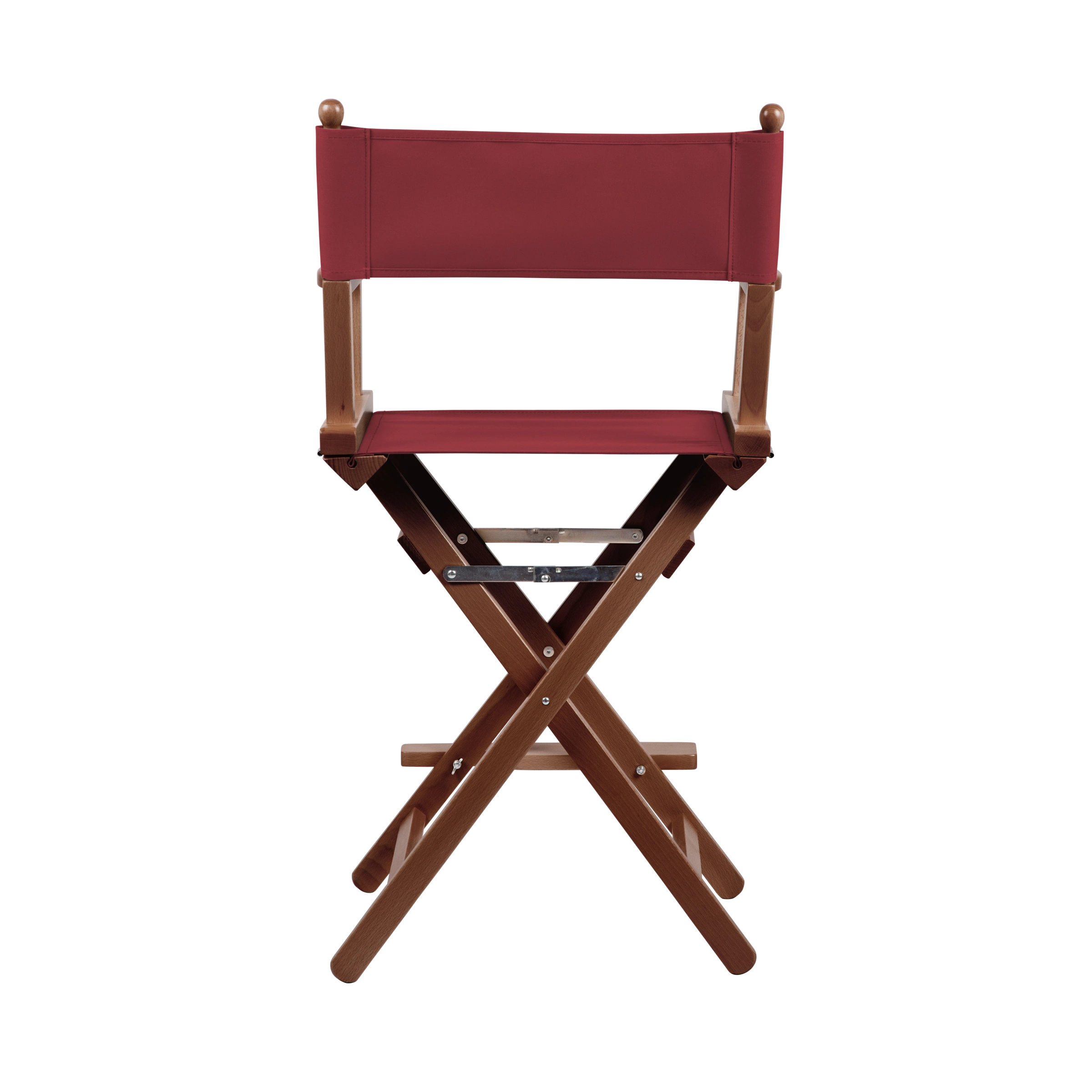 Regiestuhl Sydney aus braunem Buchenholz mit Bezug in bordeaux, Rückansicht
#Classic | Set (Farbe)_bordeaux