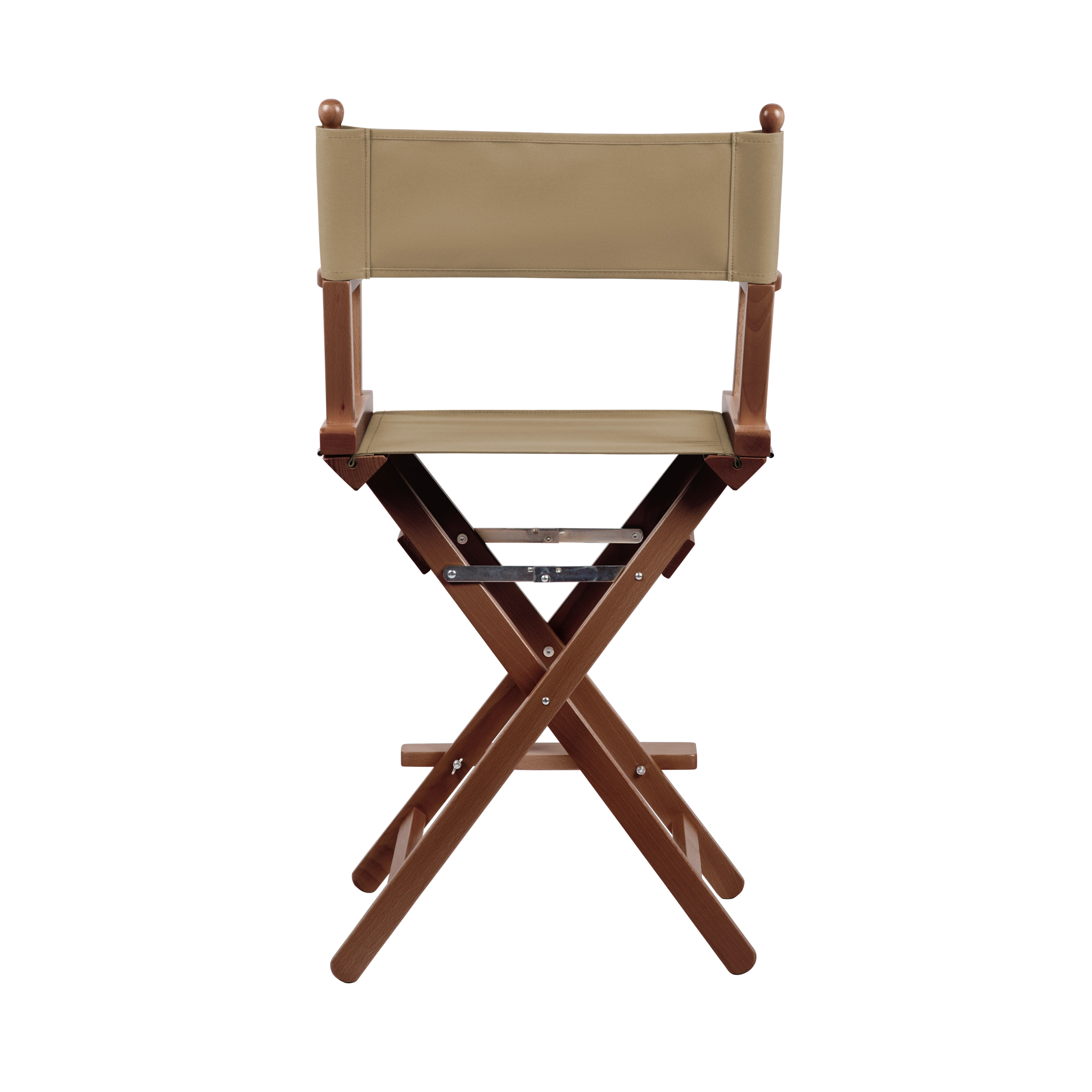 Regiestuhl Sydney aus braunem Buchenholz mit Bezug in grau-beige, Rückansicht
#Classic | Set (Farbe)_grau-beige