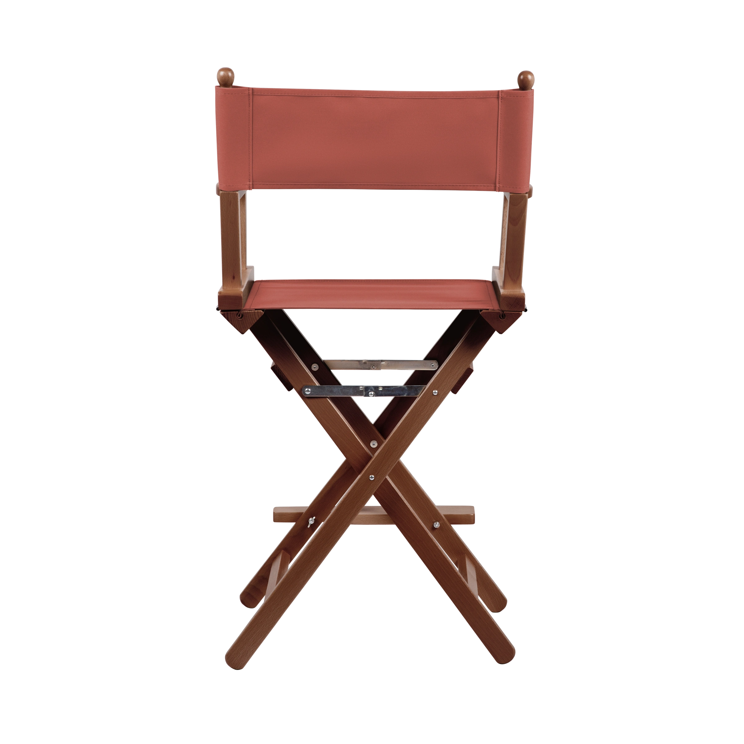 Regiestuhl Sydney aus braunem Buchenholz mit Bezug in terracotta, Rückansicht
#Classic | Set (Farbe)_terracotta