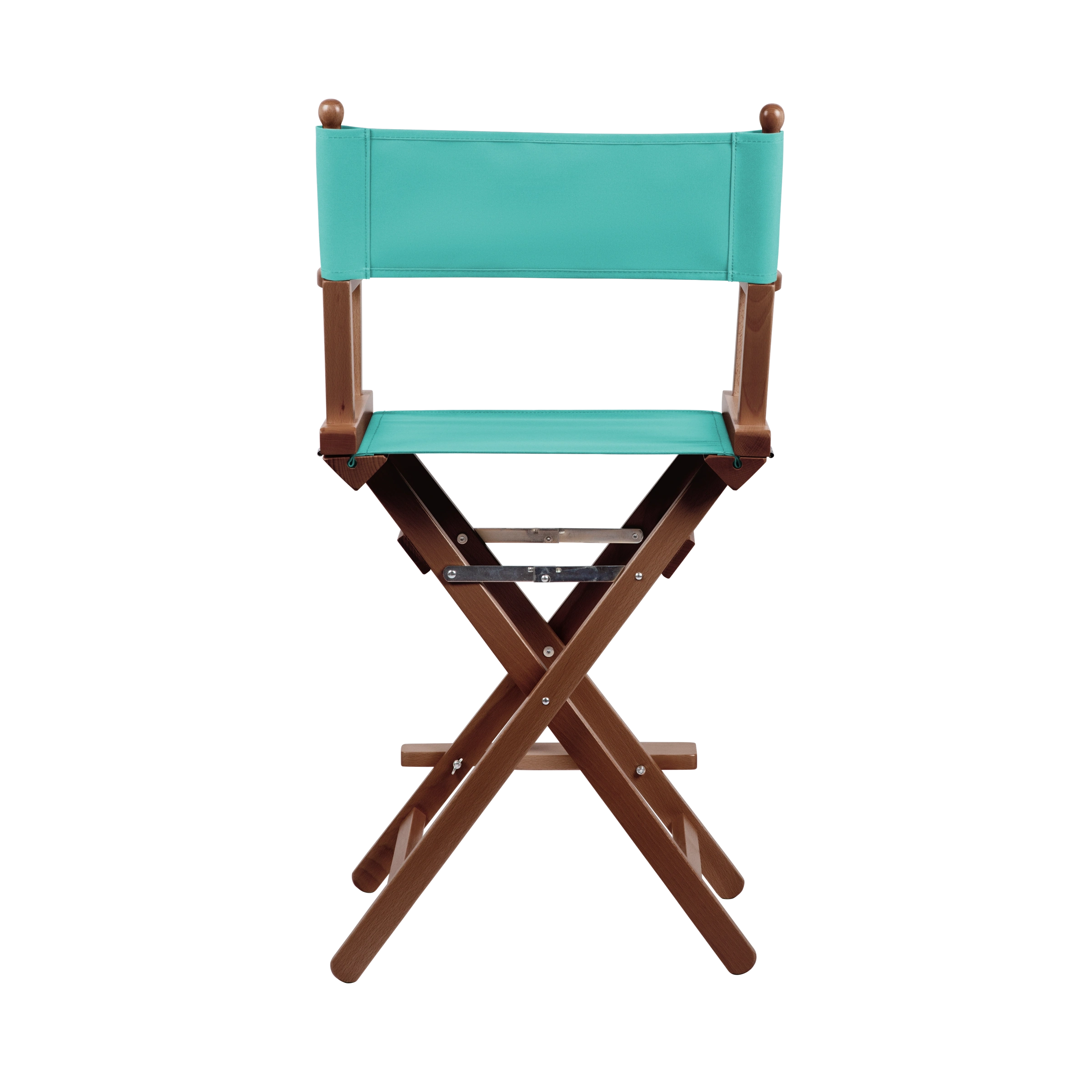 Regiestuhl Sydney aus braunem Buchenholz mit türkisem Bezug, Rückansicht
#Classic | Set (Farbe)_türkis