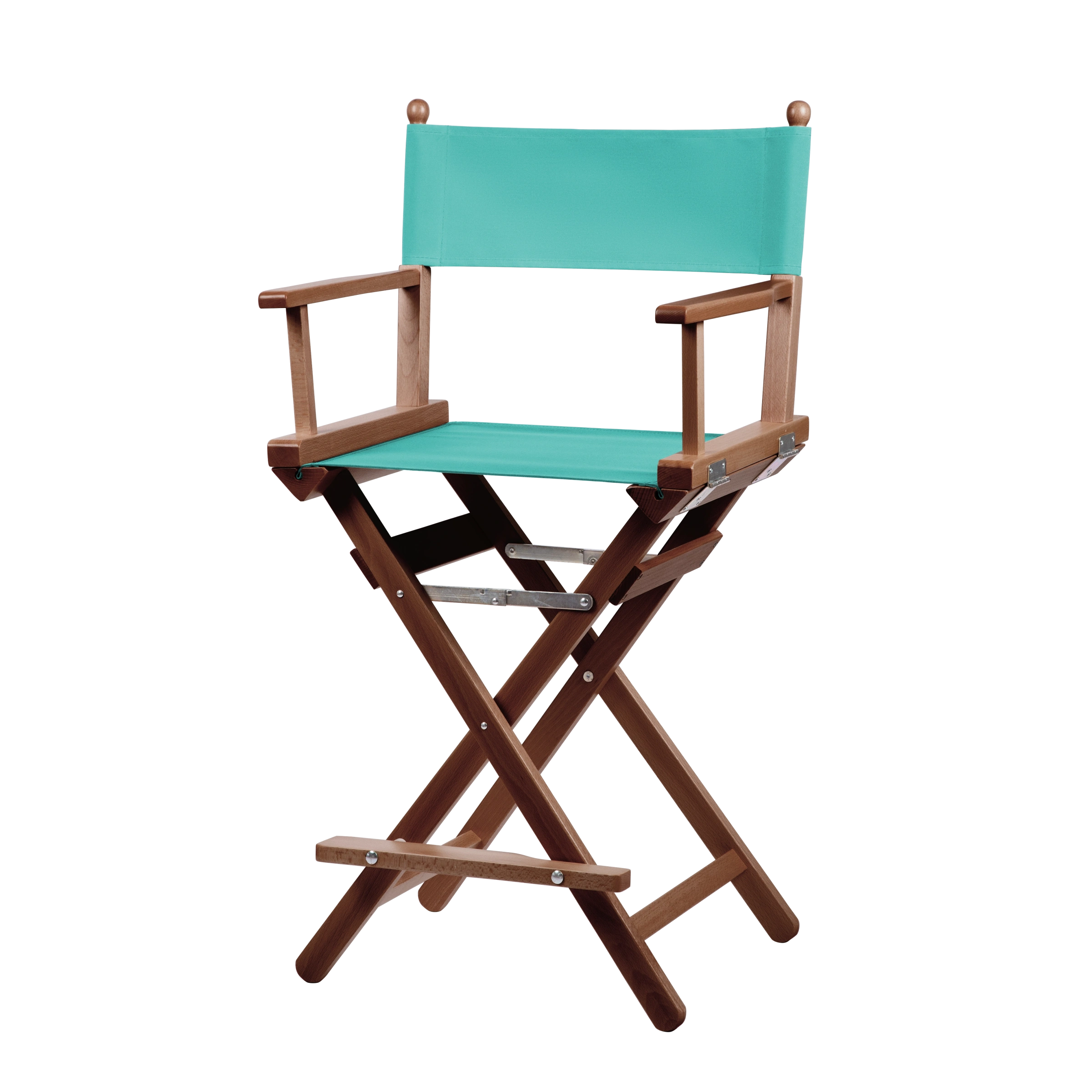 Regiestuhl Sydney aus braunem Buchenholz mit türkisem Bezug, Seitenansicht
#Classic | Set (Farbe)_türkis