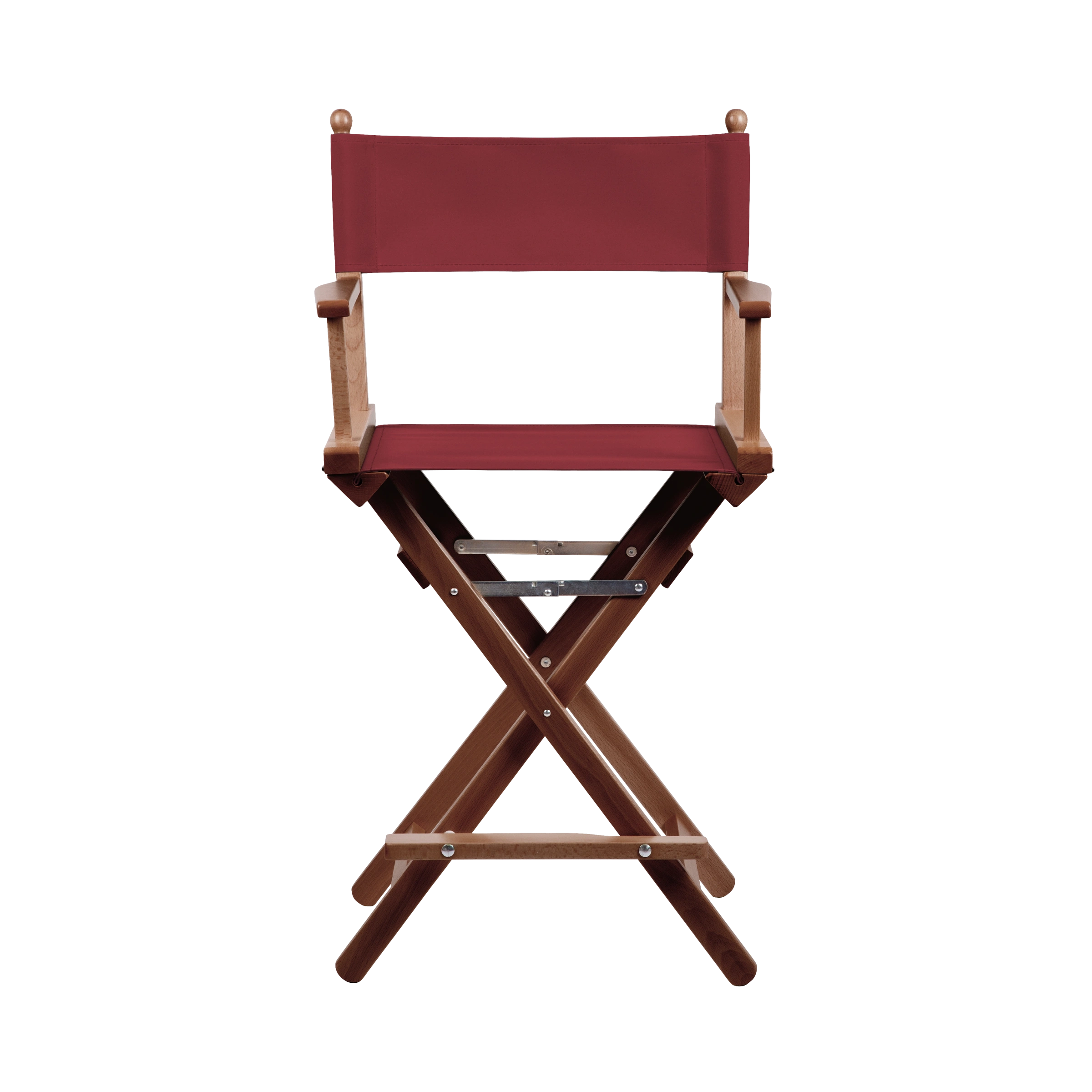 Regiestuhl Sydney aus braunem Buchenholz mit Bezug in bordeaux, Frontalansicht
#Classic | Set (Farbe)_bordeaux