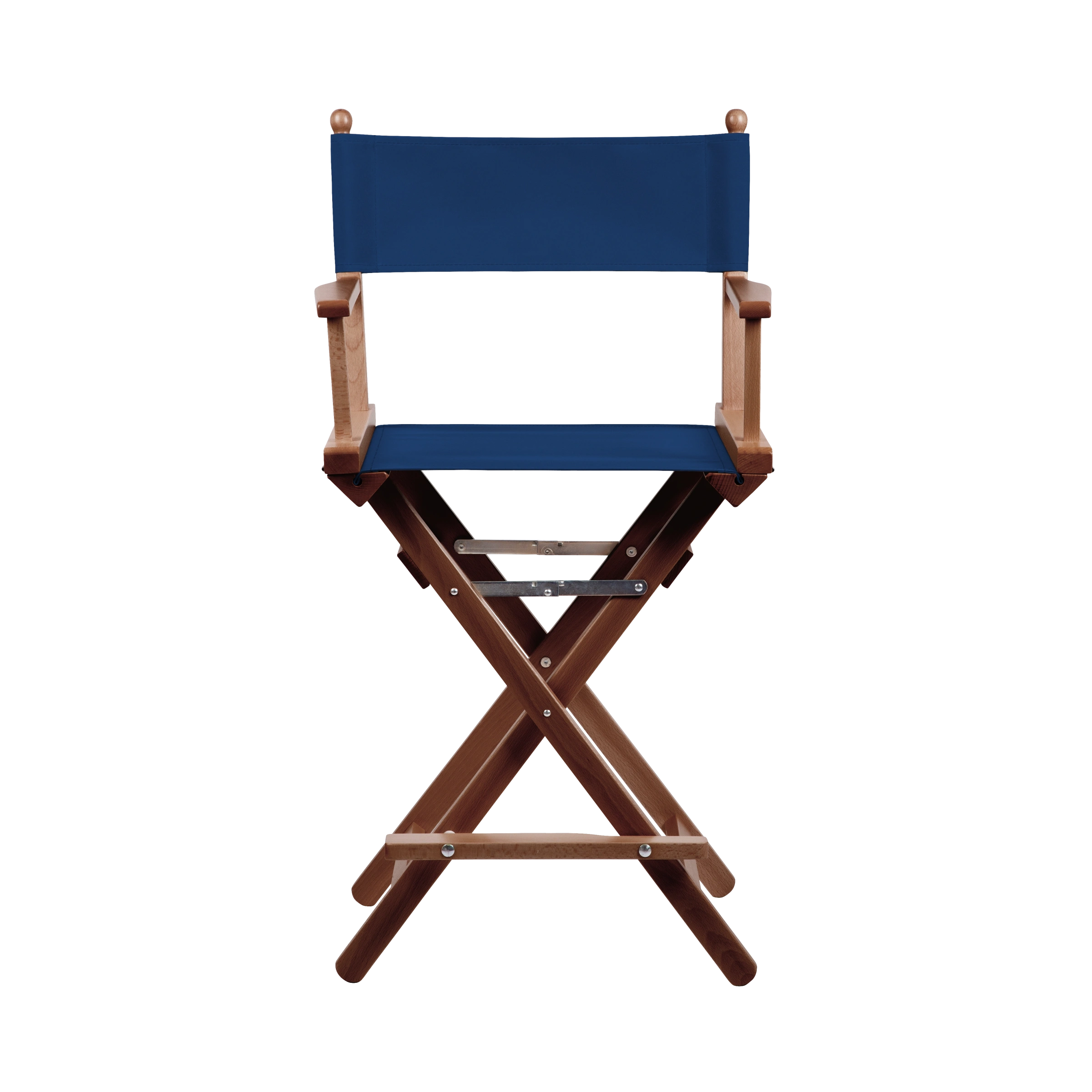 Regiestuhl Sydney aus braunem Buchenholz mit Bezug in marine, Frontalansicht
#Classic | Set (Farbe)_marine