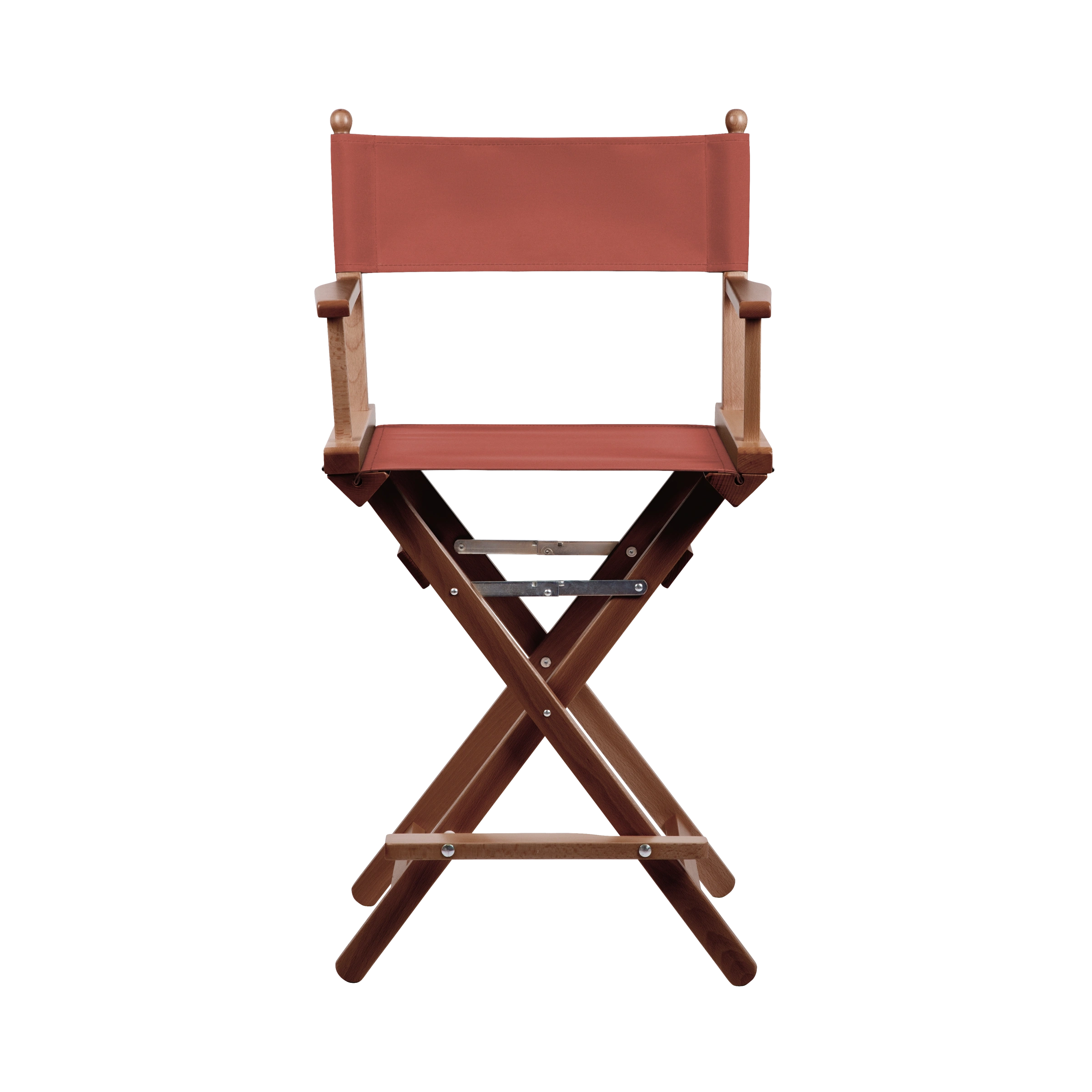 Regiestuhl Sydney aus braunem Buchenholz mit Bezug in terracotta, Frontalansicht
#Classic | Set (Farbe)_terracotta