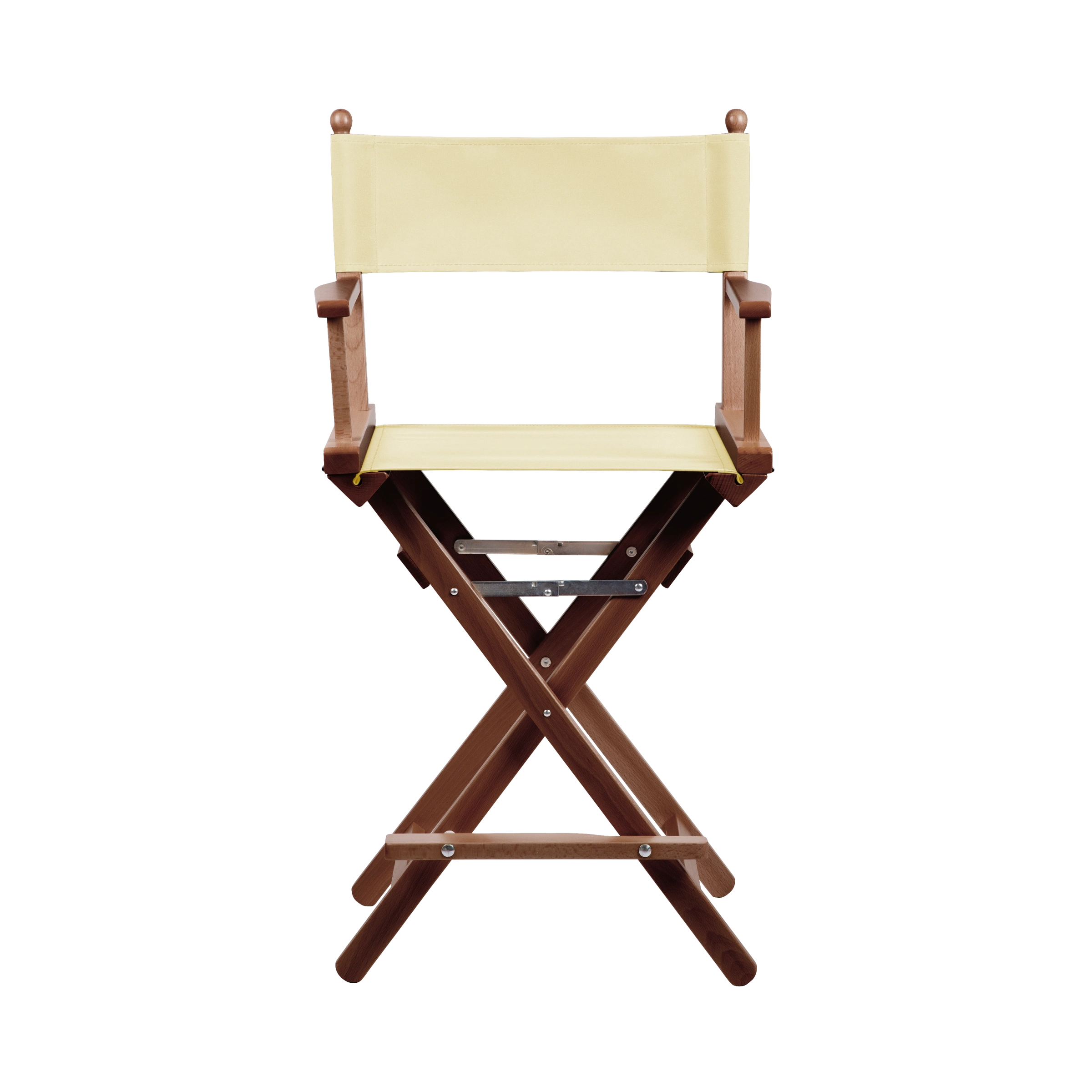 Regiestuhl Sydney aus braunem Buchenholz mit Bezug in vanille, Frontalansicht
#Classic | Set (Farbe)_vanille