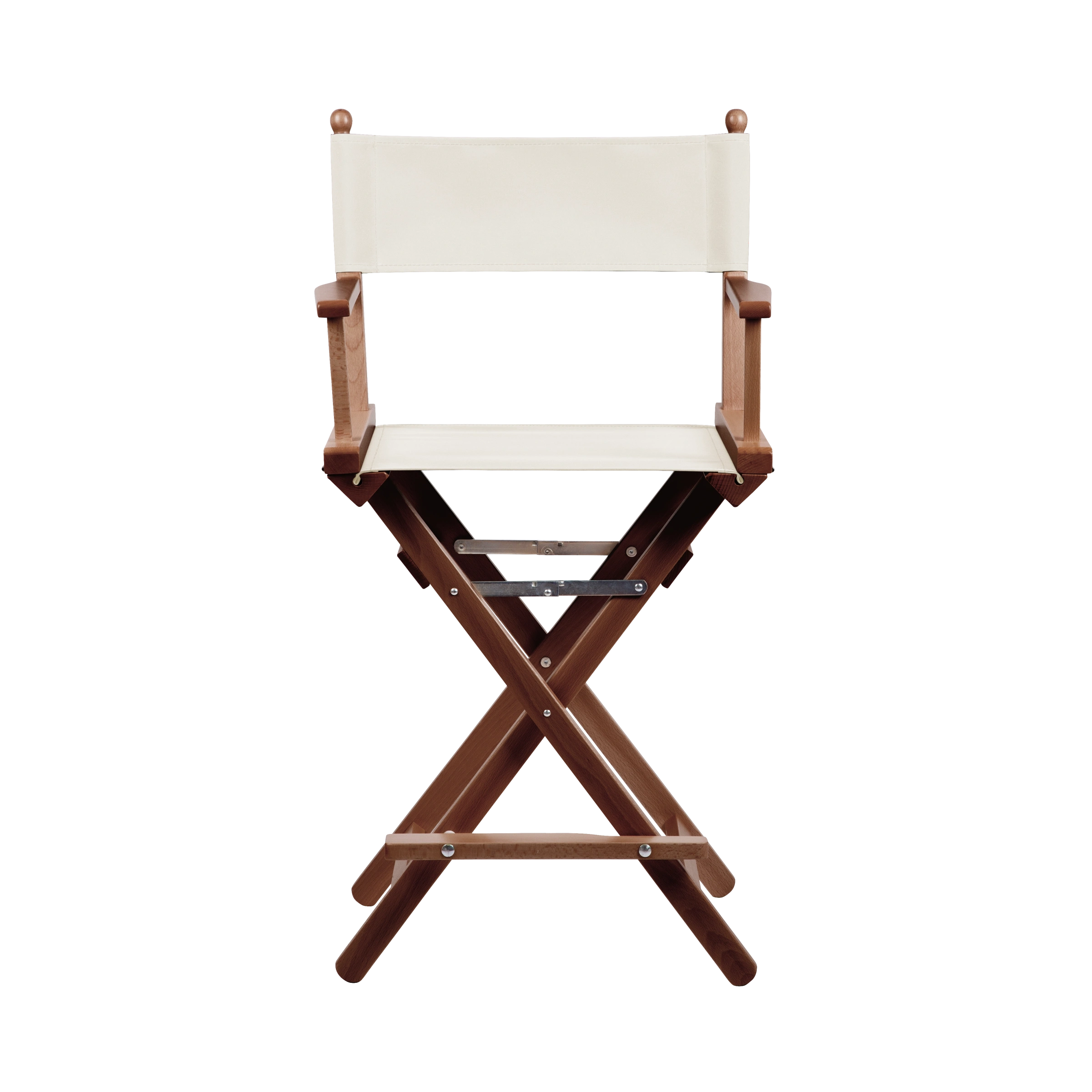Regiestuhl Sydney aus braunem Buchenholz mit weißem Bezug, Frontalansicht
#Classic | Set (Farbe)_weiß