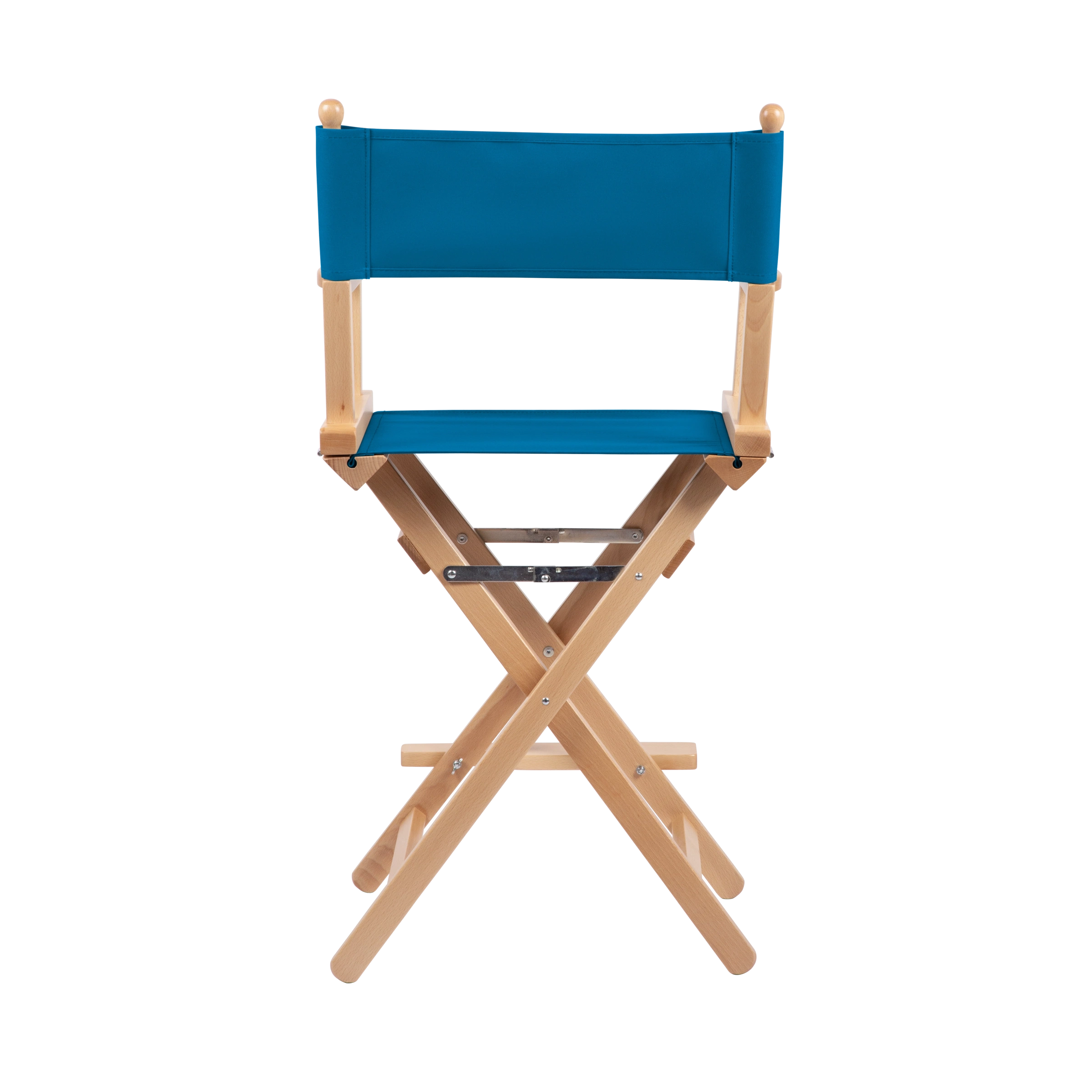 Regiestuhl Sydney aus naturfarbenem Buchenholz mit blauem Bezug, Rückansicht
#Classic | Set (Farbe)_blau