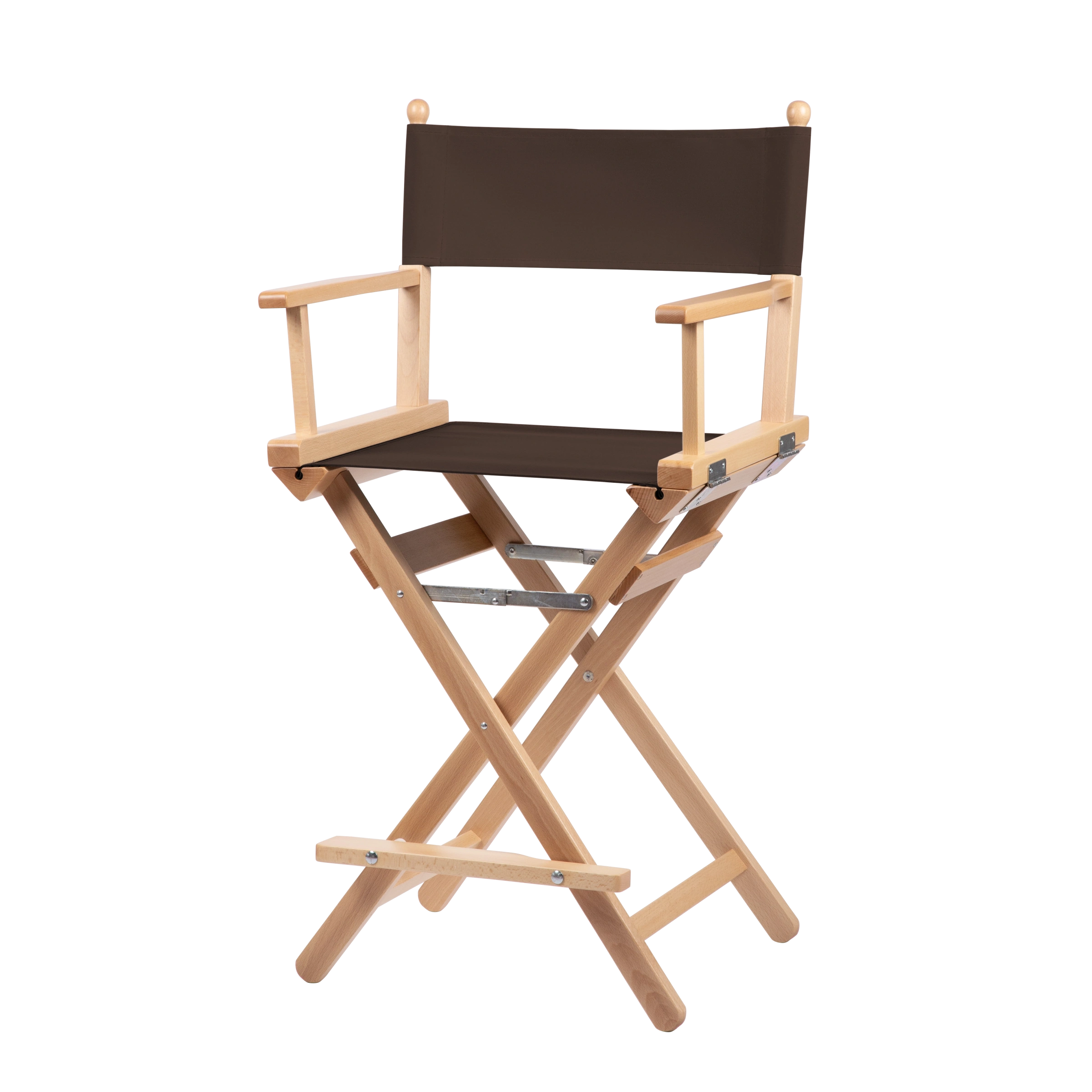 Regiestuhl Sydney aus naturfarbenem Buchenholz mit Bezug in caffé, Seitenansicht
#Classic | Set (Farbe)_caffé