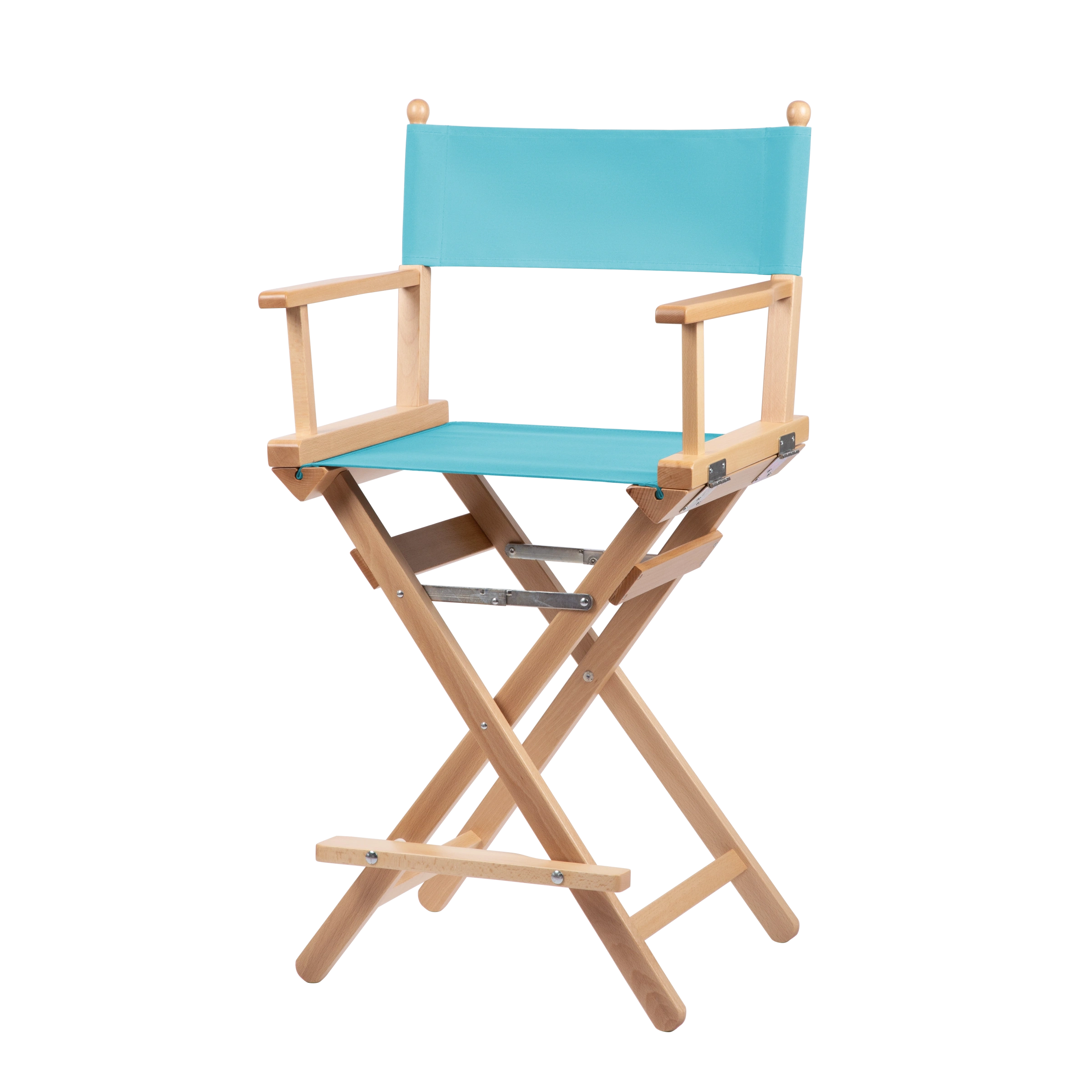 Regiestuhl Sydney aus naturfarbenem Buchenholz mit hellblauem Bezug, Seitenansicht
#Classic | Set (Farbe)_hellblau