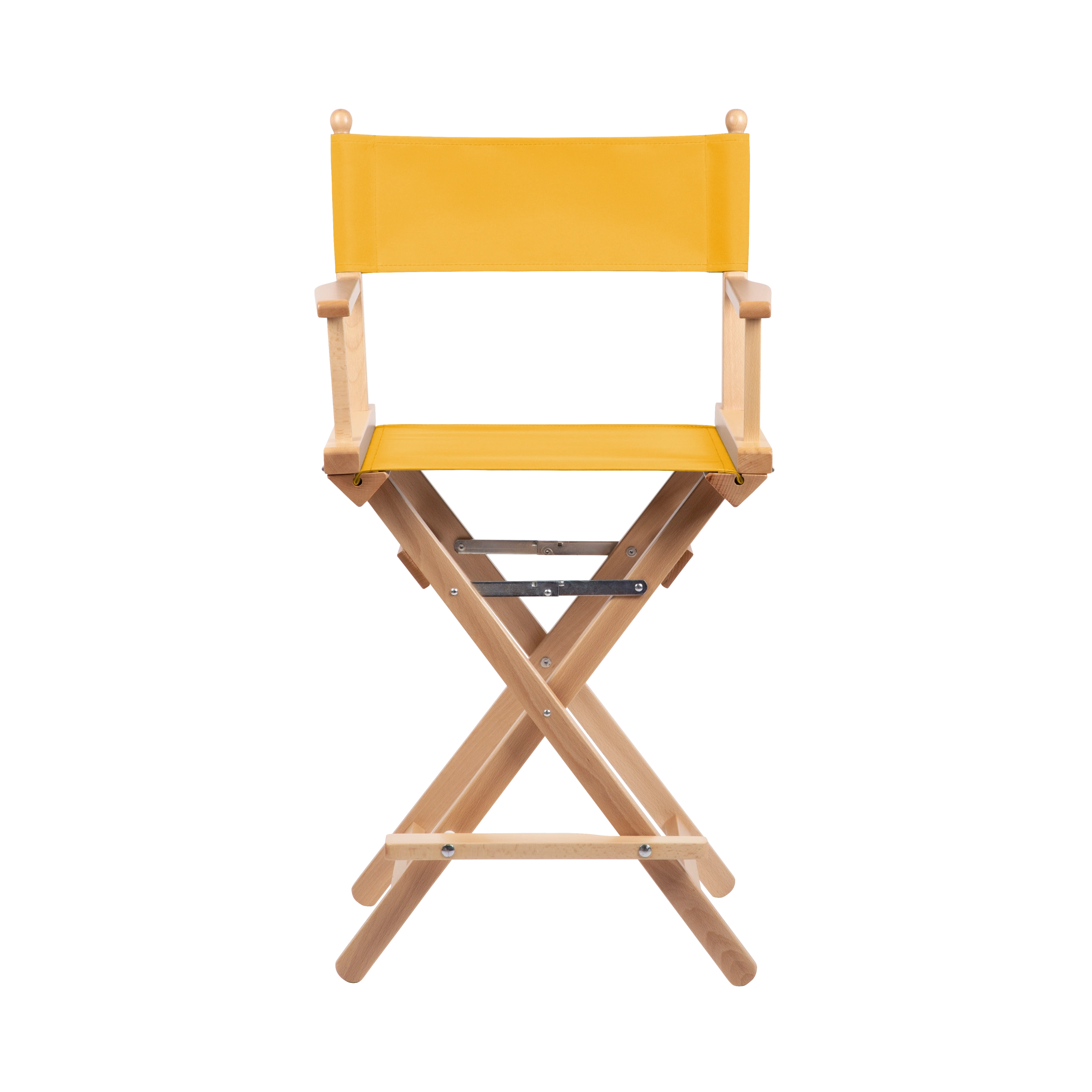 Regiestuhl Sydney aus naturfarbenem Buchenholz mit gelbem Bezug, Frontalansicht
#Classic | Set (Farbe)_gelb