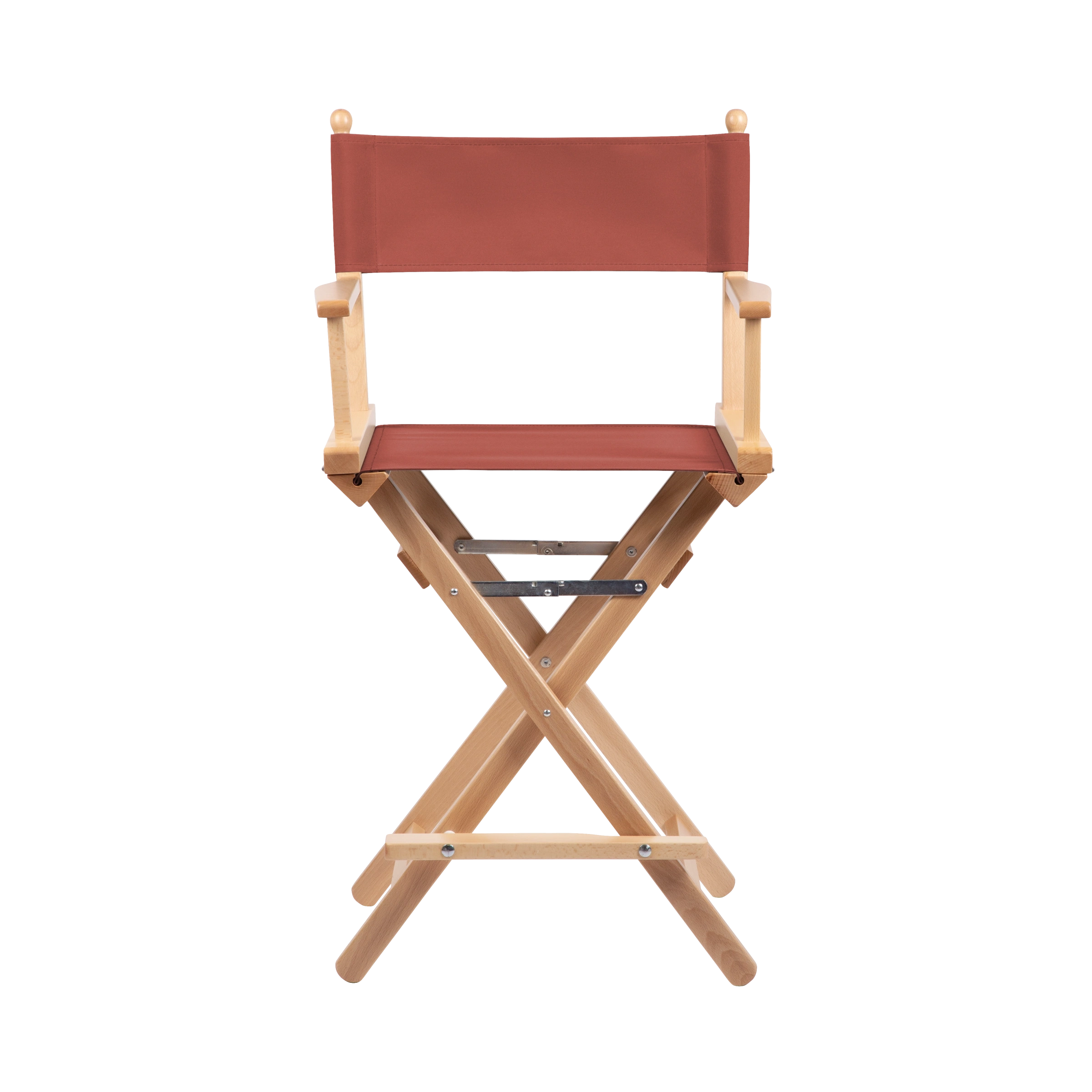 Regiestuhl Sydney aus naturfarbenem Buchenholz mit Bezug in terracotta, Frontalansicht
#Classic | Set (Farbe)_terracotta