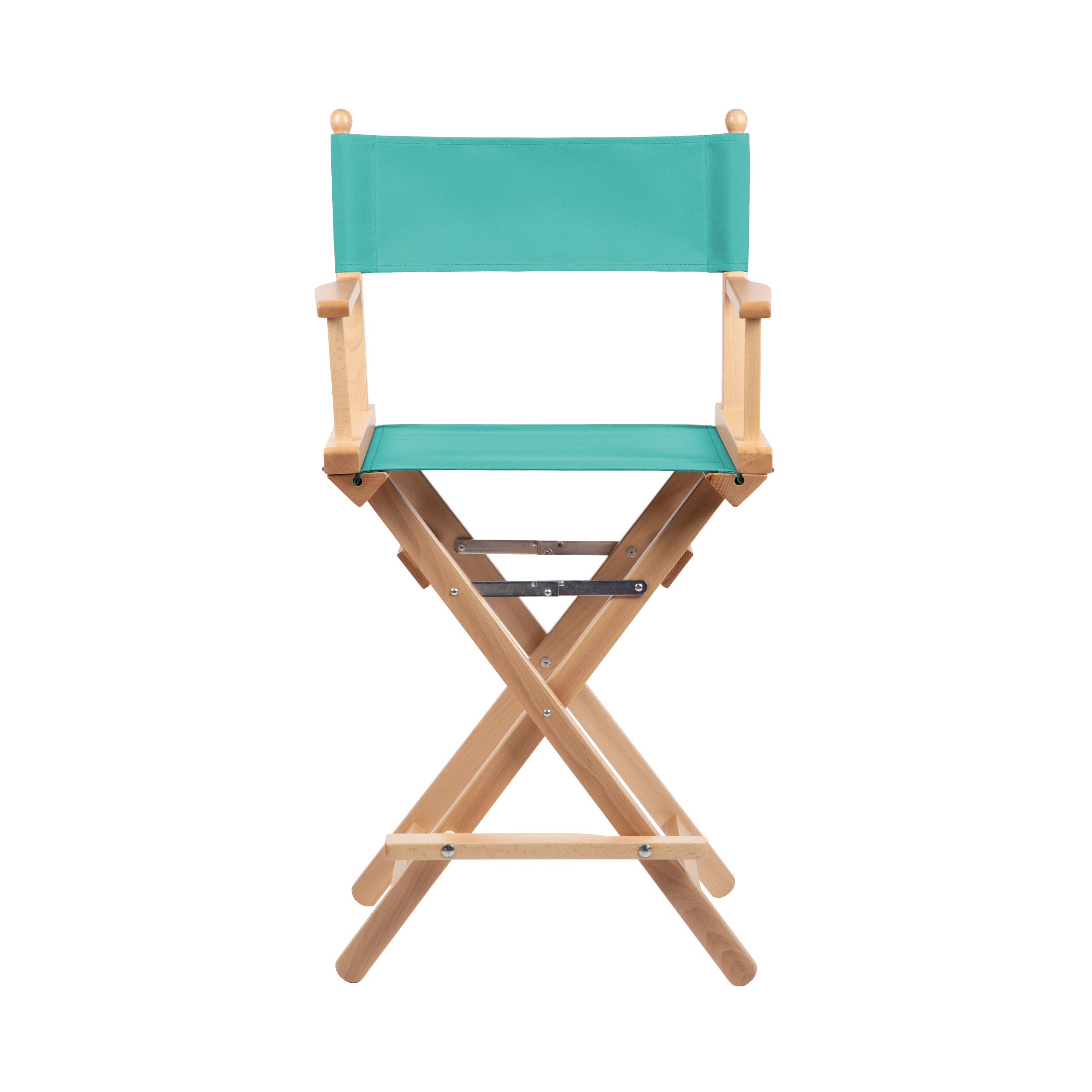 Regiestuhl Sydney aus naturfarbenem Buchenholz mit türkisem Bezug, Frontalansicht
#Classic | Set (Farbe)_türkis
