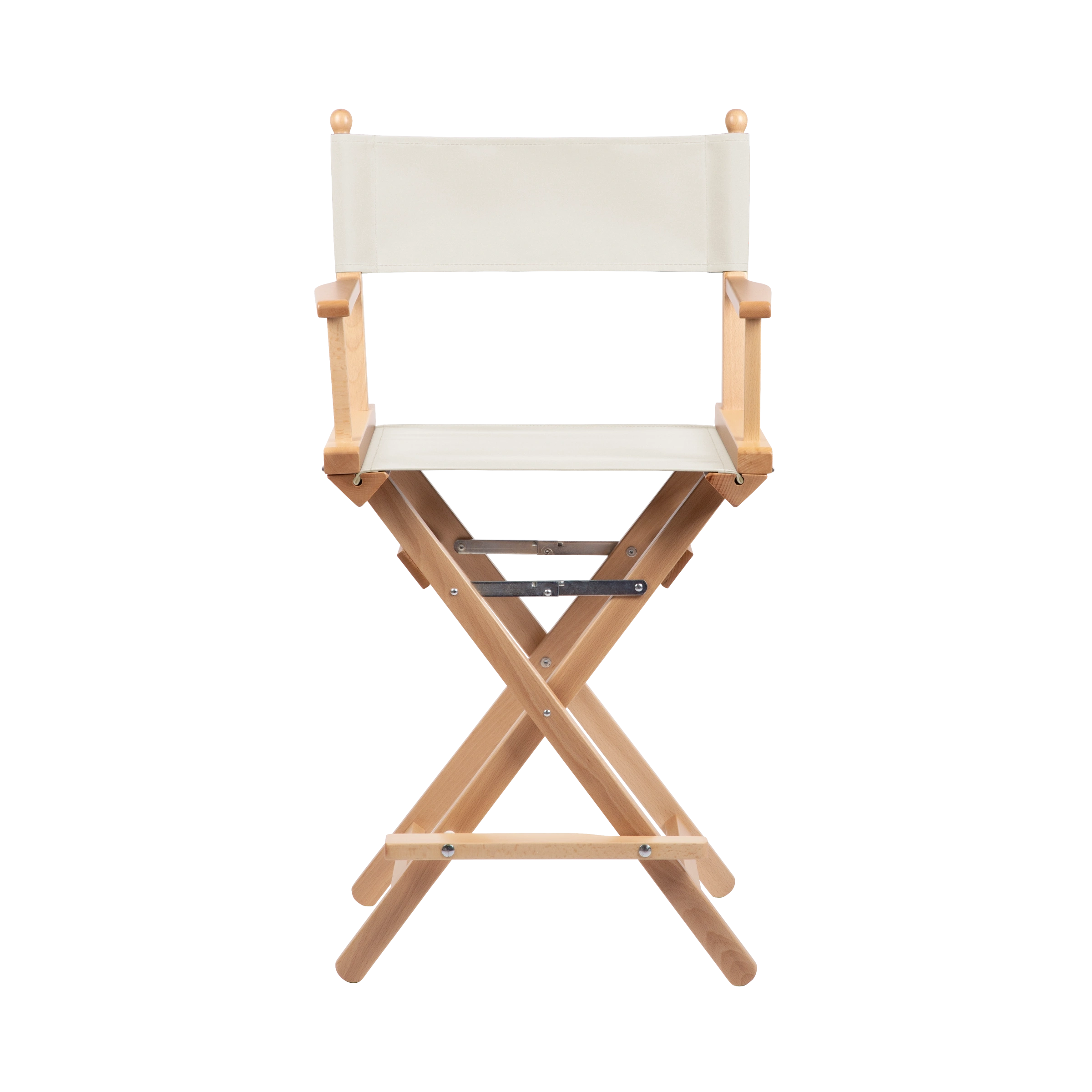 Regiestuhl Sydney aus naturfarbenem Buchenholz mit weißem Bezug, Frontalansicht
#Classic | Set (Farbe)_weiß