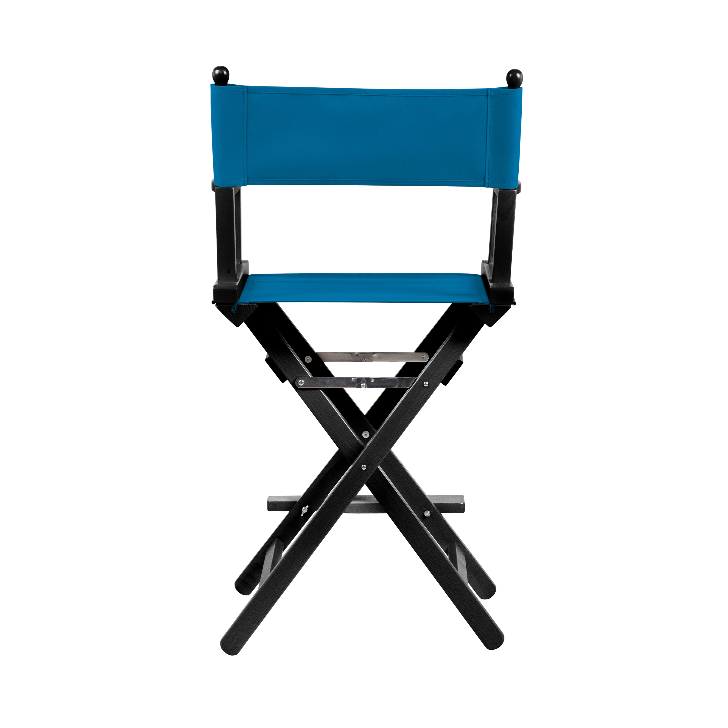 Regiestuhl Sydney aus schwarzem Buchenholz mit blauem Bezug, Rückansicht
#Classic | Set (Farbe)_blau