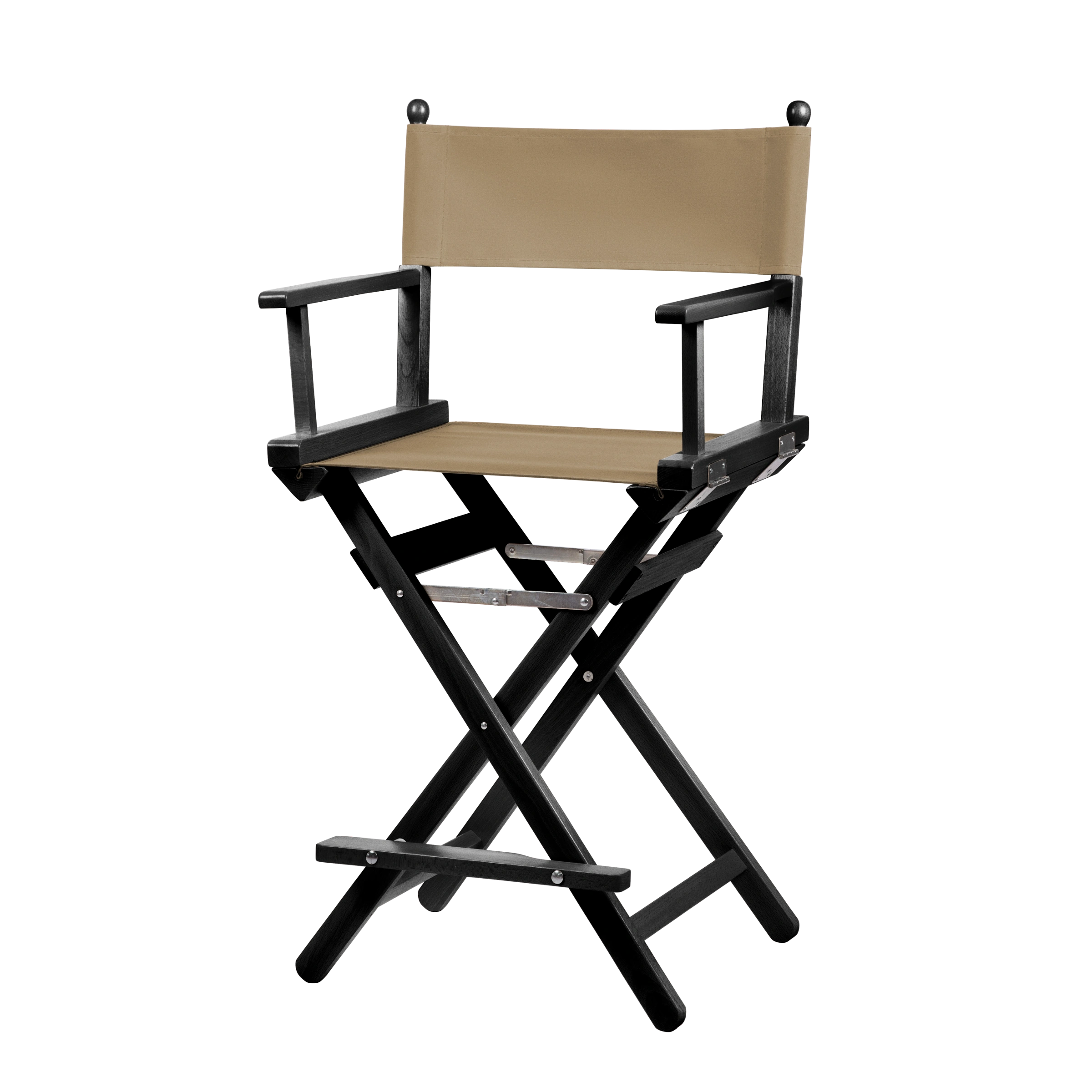 Regiestuhl Sydney aus schwarzem Buchenholz mit grau-beigem Bezug, Seitenansicht
#Classic | Set (Farbe)_grau-beige