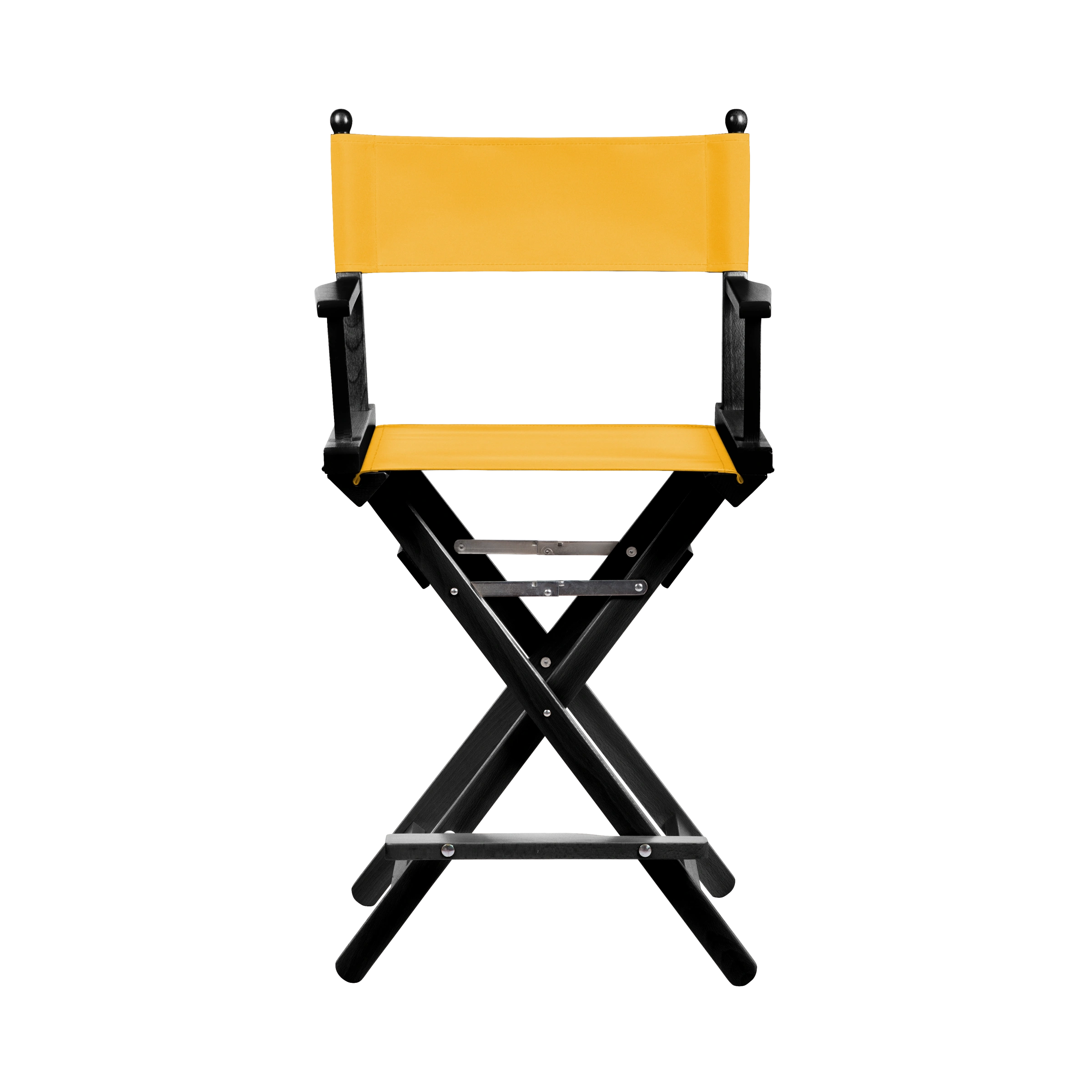 Regiestuhl Sydney aus schwarzem Buchenholz mit gelbem Bezug, Frontalansicht
#Classic | Set (Farbe)_gelb