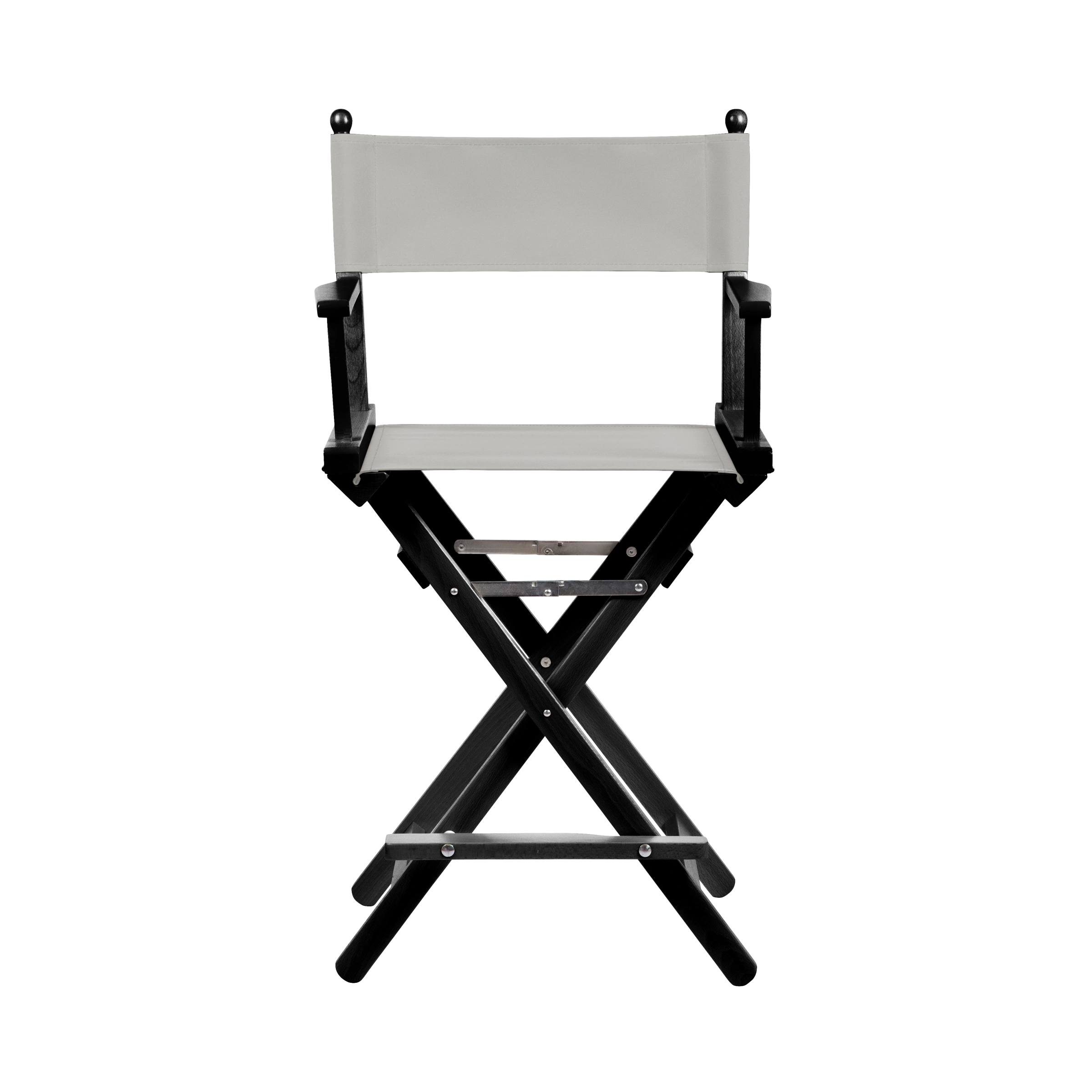 Regiestuhl Sydney aus schwarzem Buchenholz mit hellgrauem Bezug, Frontalansicht
#Classic | Set (Farbe)_hellgrau