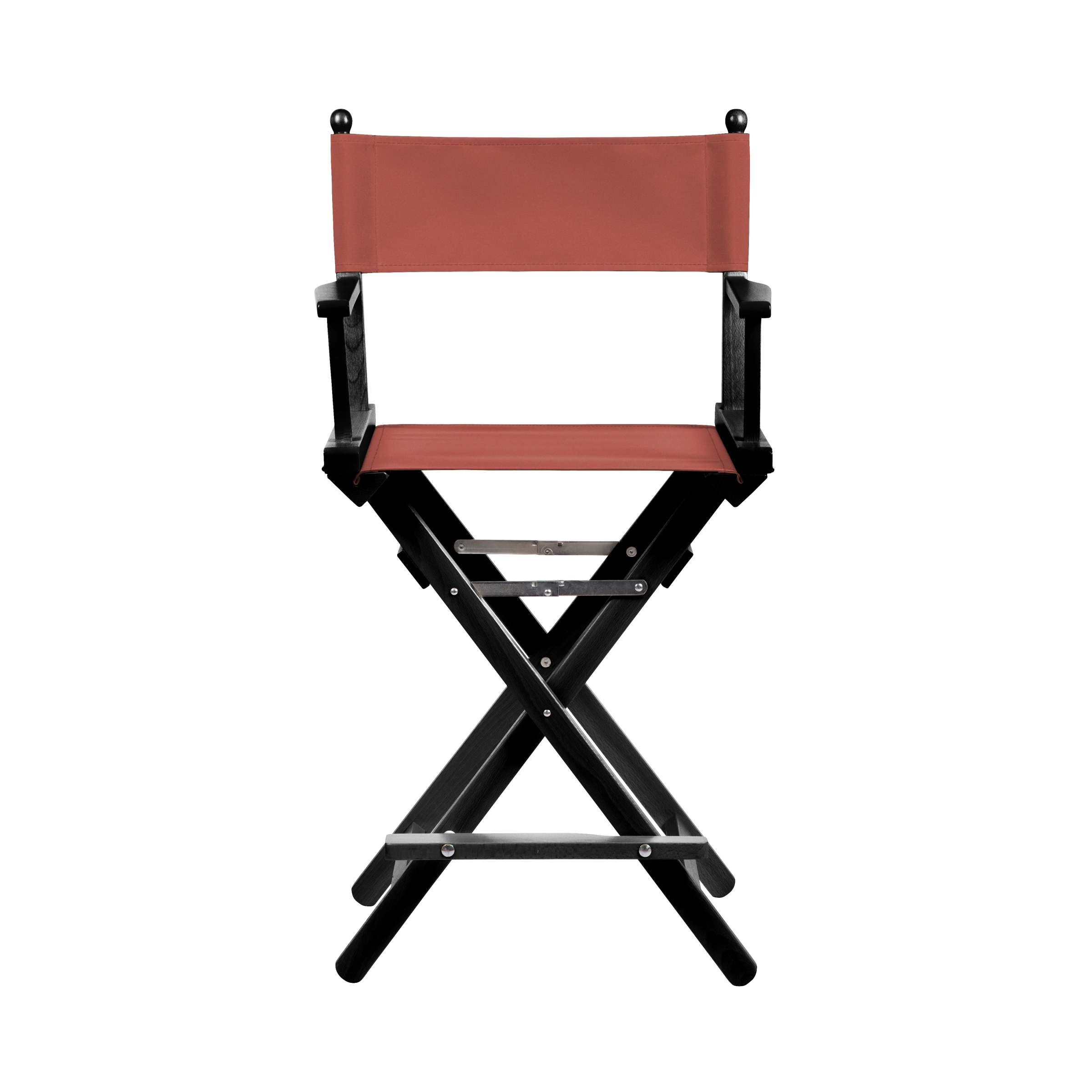 Regiestuhl Sydney aus schwarzem Buchenholz mit Bezug in terracotta, Frontalansicht
#Classic | Set (Farbe)_terracotta